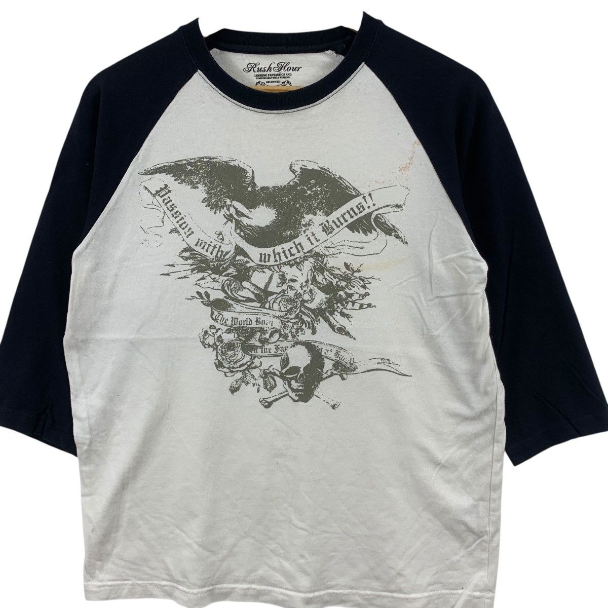 Other RUSH HOUR EAGLE Skull Bones Floral Raglan Tee Shirt Top Size L / US 10 / IT 46 - 4 Thumbnail