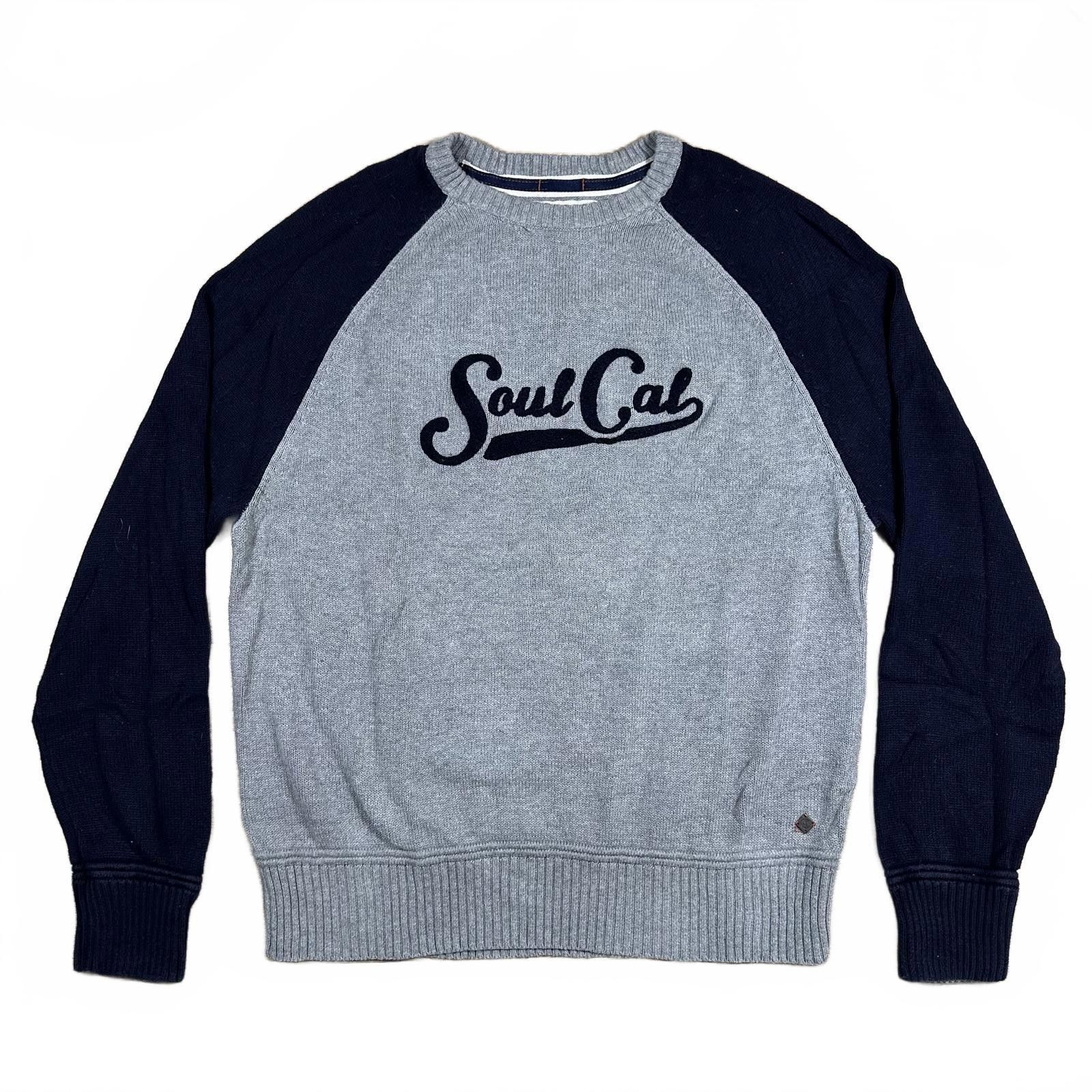 Other Soul Cal Mens Crew Neck Sweater Medium Gray and Navy Raglan Size US XL / EU 56 / 4 - 1 Thumbnail