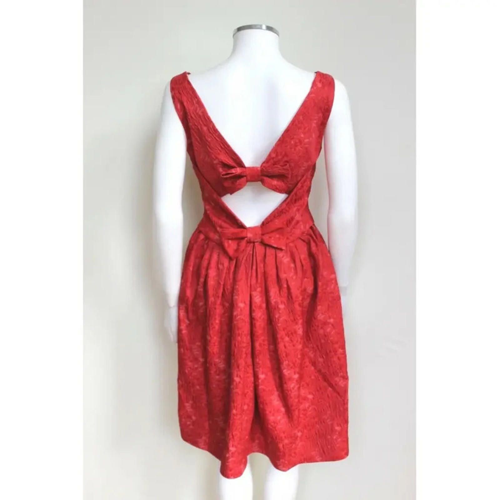 Moschino Moschino Red Jacquard Bow Dress It 40 Uk 8 RRP £980 Size S / US 4 / IT 40 - 1 Thumbnail