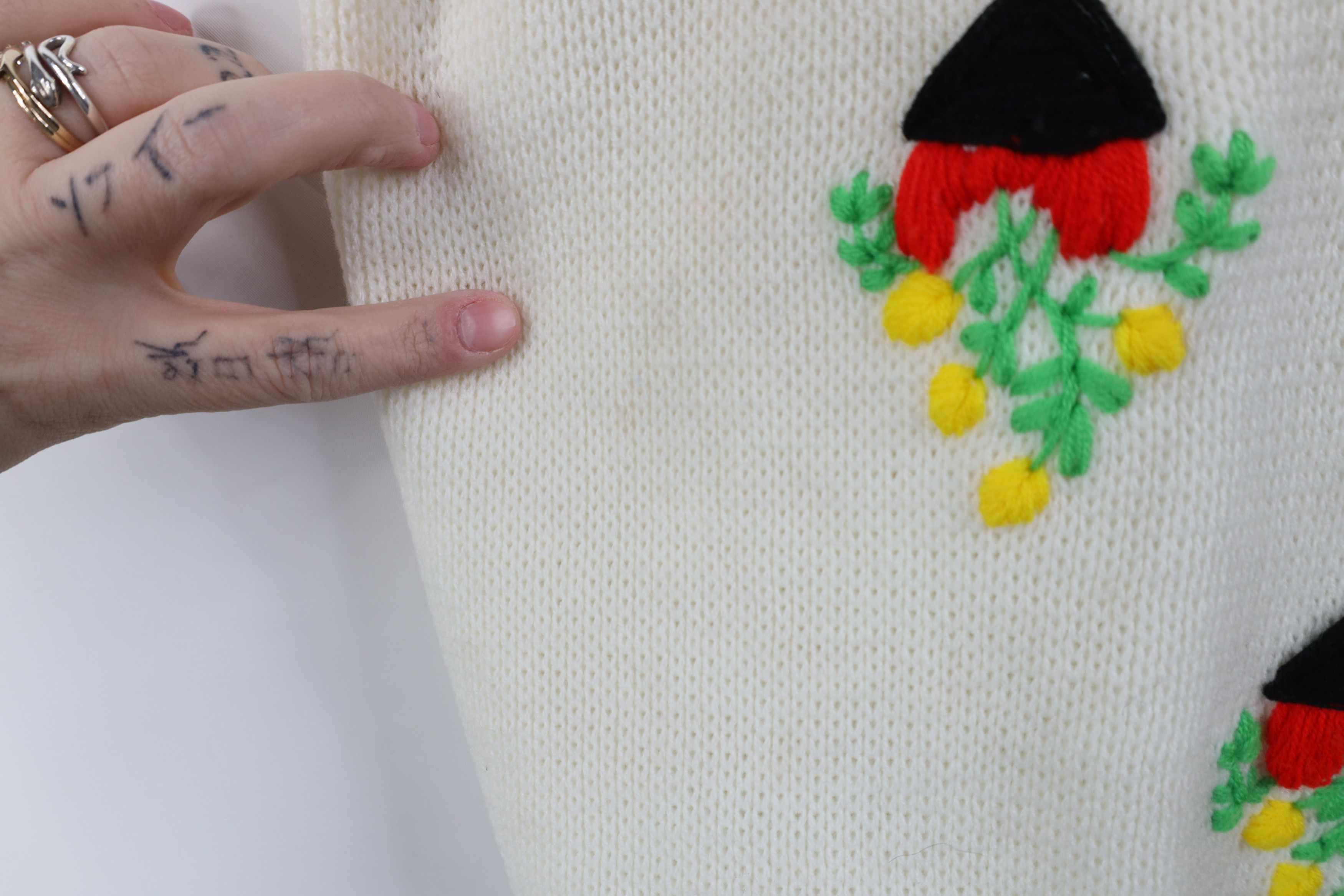 Deadstock Vintage 60s 70s Flower Knit Cardigan Sweater