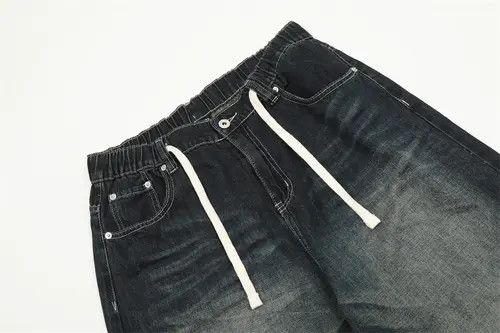 Japanese Brand × Jean Men's washed straight jeans with elastic drawstring waist Size US 34 / EU 50 - 4 Thumbnail