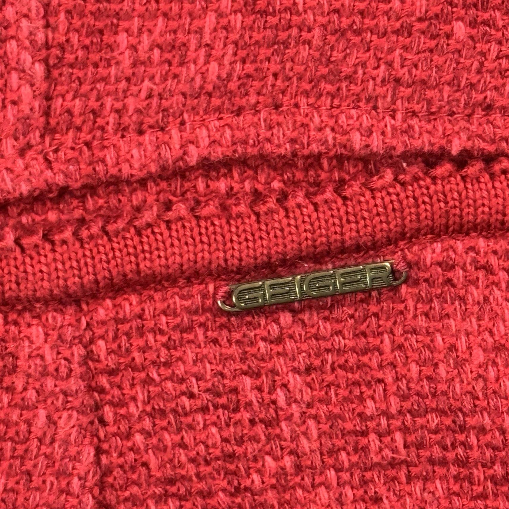 Vintage Vintage Geiger Austrian Women's Linen Blend Textured 3-Button Single-Breasted Blazer, Red, Size 40, Formal Casual Outdoor Equestrian Size S / US 4 / IT 40 - 3 Thumbnail