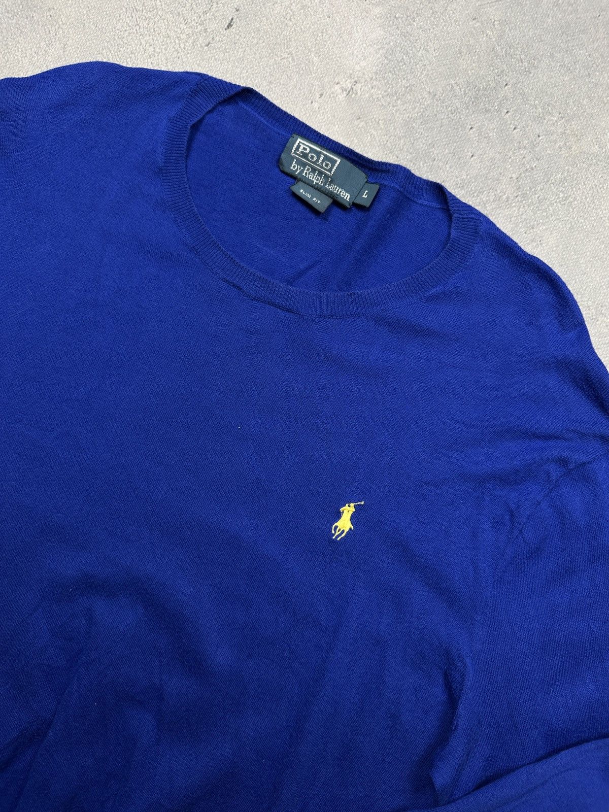 Polo Ralph Lauren Polo Ralph Lauren Blue y2k Sweater Yellow Pony 90s Lux 00s Size US L / EU 52-54 / 3 - 5 Thumbnail