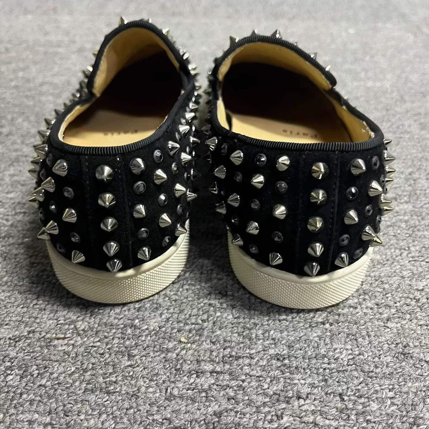 Christian Louboutin CL Classic Black Riveted Round Toe Slip-on Size US 4.5 / IT 34.5 - 3 Thumbnail
