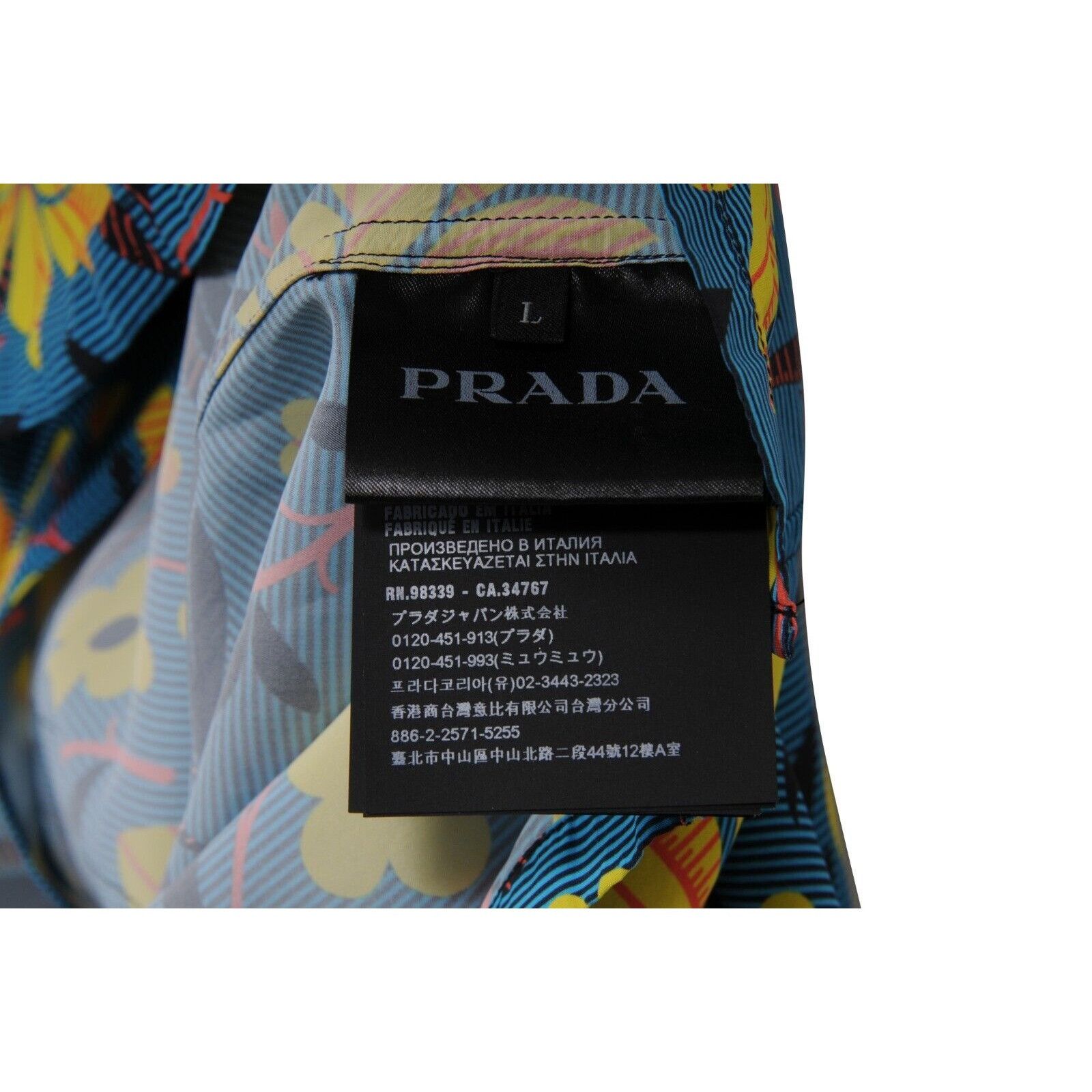 Prada Floral Button Down Shirt Blue Yellow Viscose Size US L / EU 52-54 / 3 - 8 Thumbnail