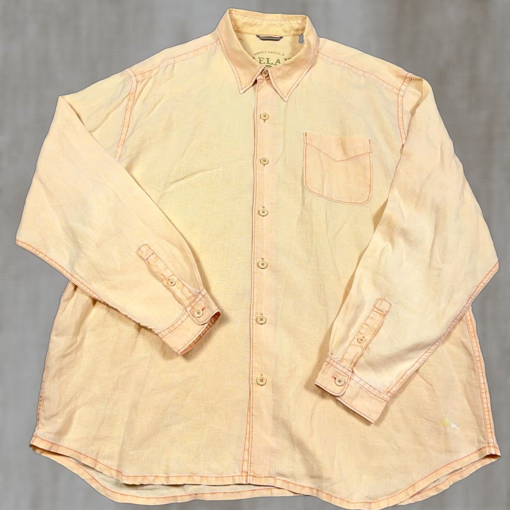 Tommy Bahama VINTAGE Tommy Bahama Shirt Men XL Yellow Linen Button Up Relax Hawaiian Camp Pocket Size US XL / EU 56 / 4 - 1 Thumbnail