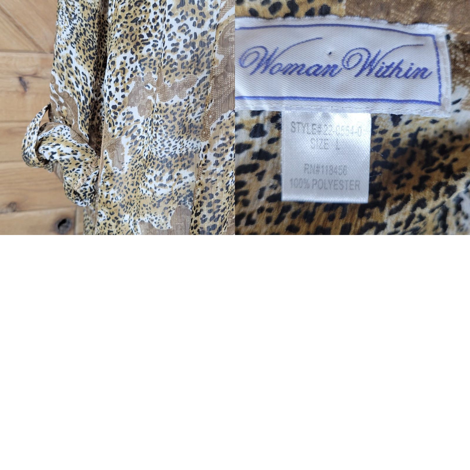 Vintage Woman Within Blouse Shirt Womens Leopard Print Long Sleeve Sheer Tunic Size L Size L / US 10 / IT 46 - 8 Thumbnail