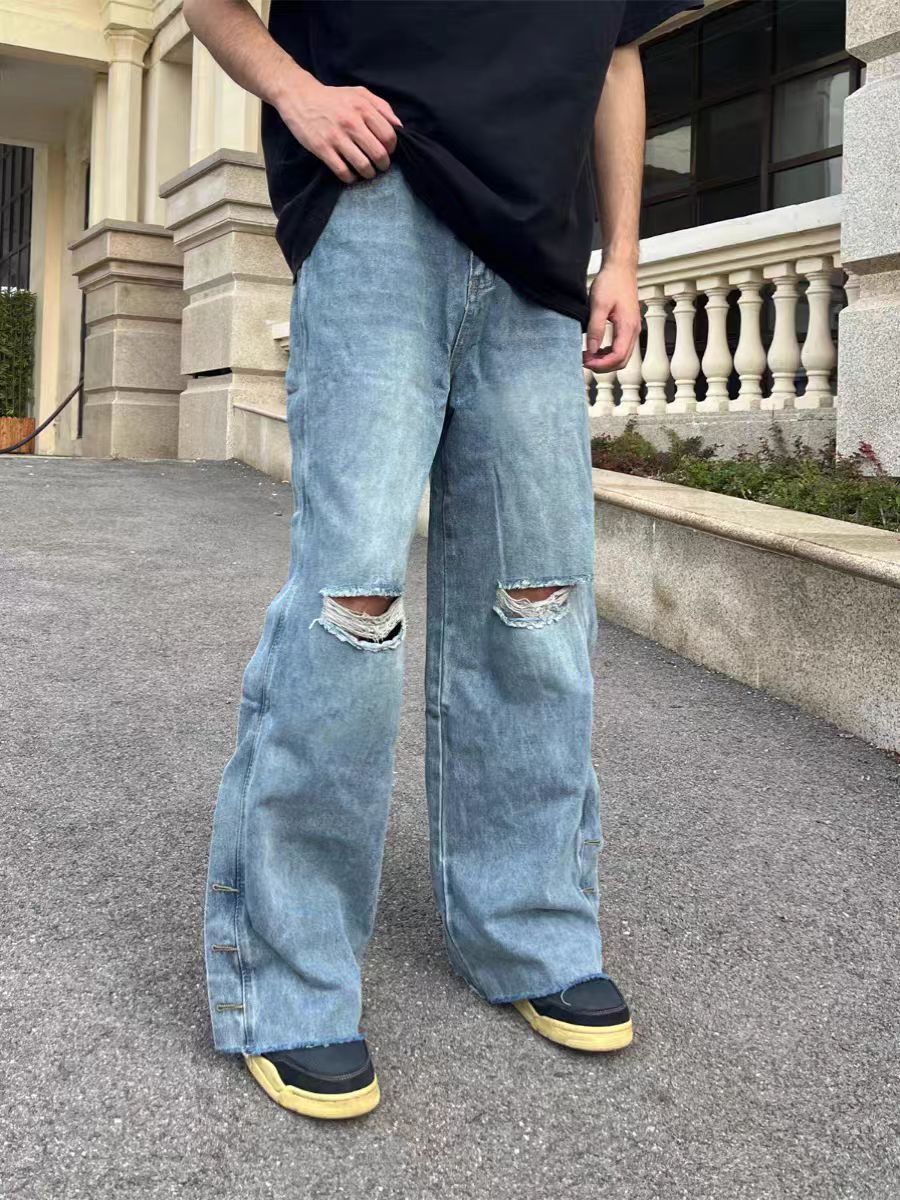Japanese Brand × Vintage Street Hip Hop Washed Loose Ripped Jeans Size 30 Size US 30 / EU 46 - 1 Thumbnail