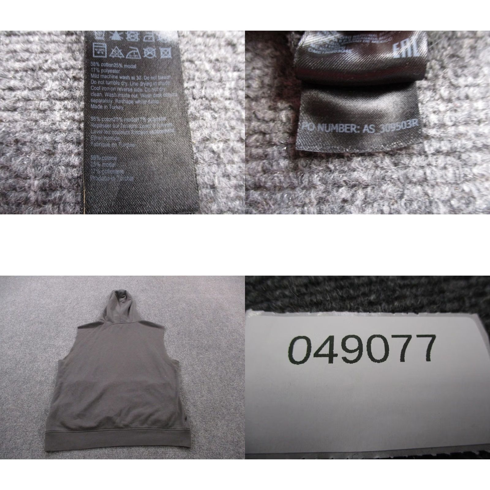 Allsaints AllSaints Hoodie Men M Gray Pullover Lightweight Logo Casual Knit Sleeveless V-Neck Modern Fit Size US M / EU 48-50 / 2 - 8 Thumbnail