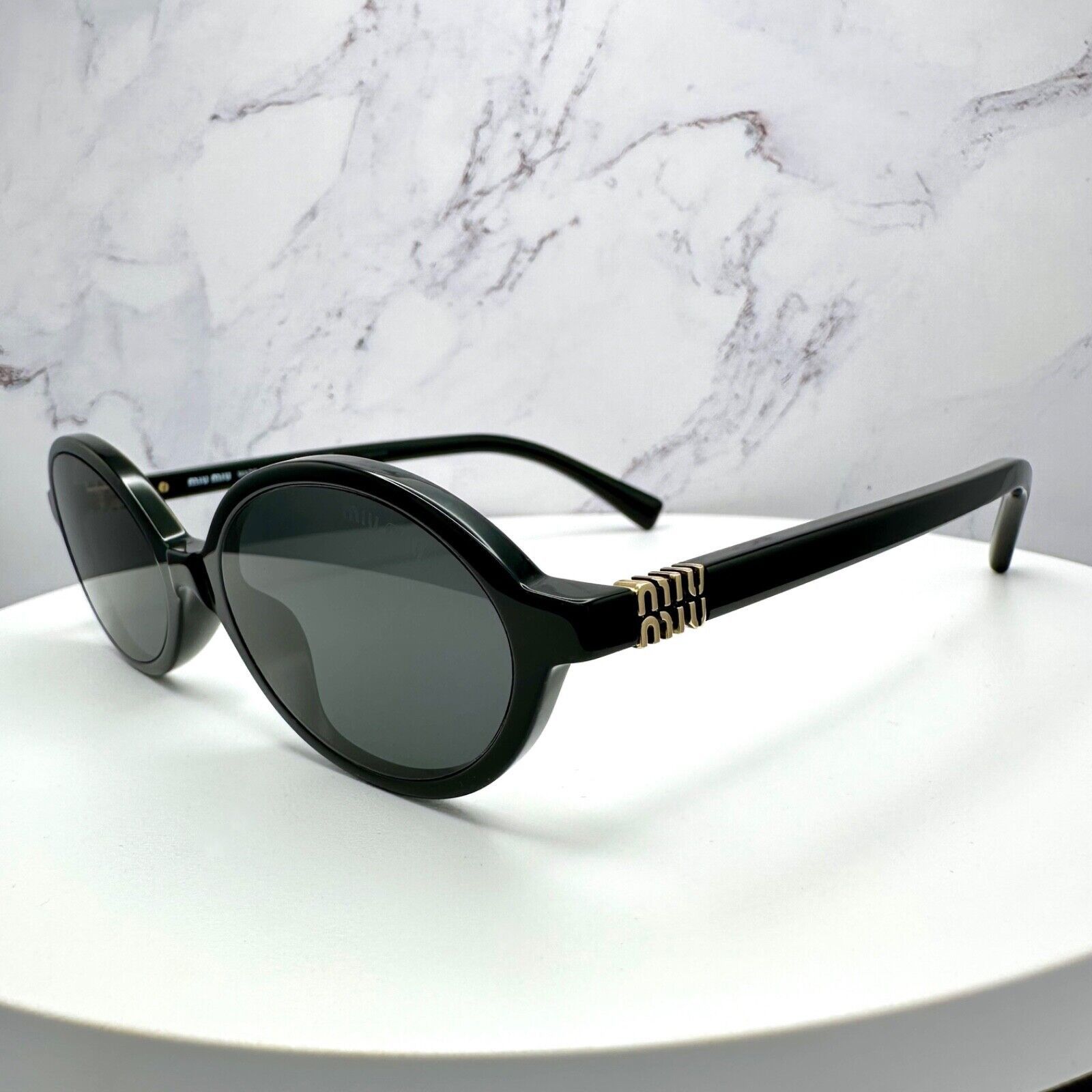 Miu Miu MIU MIU Sunglasses New Black Slim Gold Metal Logo Authentic Size ONE SIZE - 9 Thumbnail