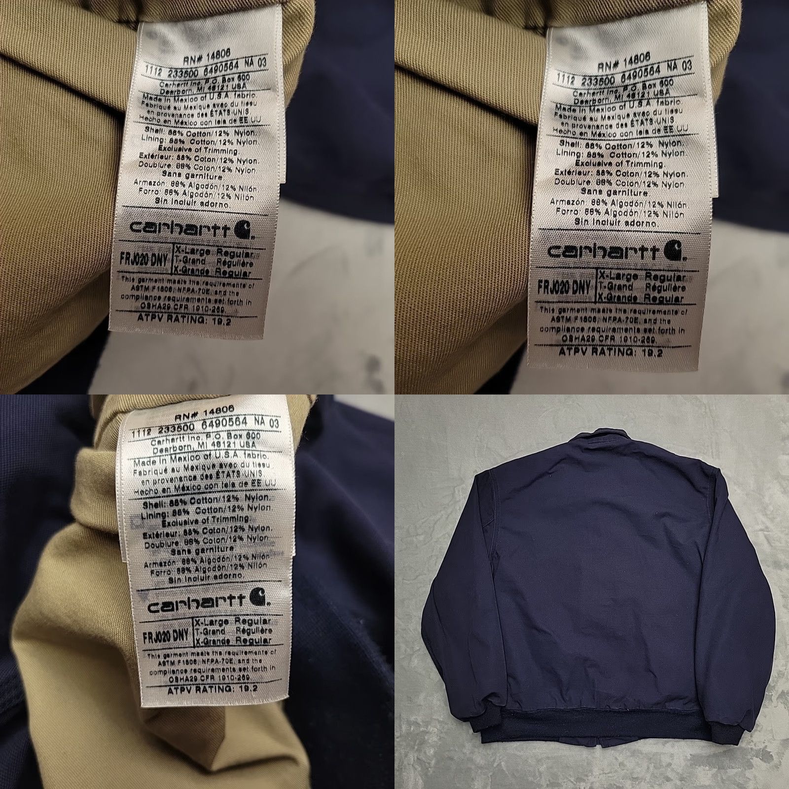Carhartt Carhartt Flame Resistant Jacket Mens XL Navy Canvas Bomber FRJ020 DNY Workwear Jacket Size US XL / EU 56 / 4 - 8 Thumbnail