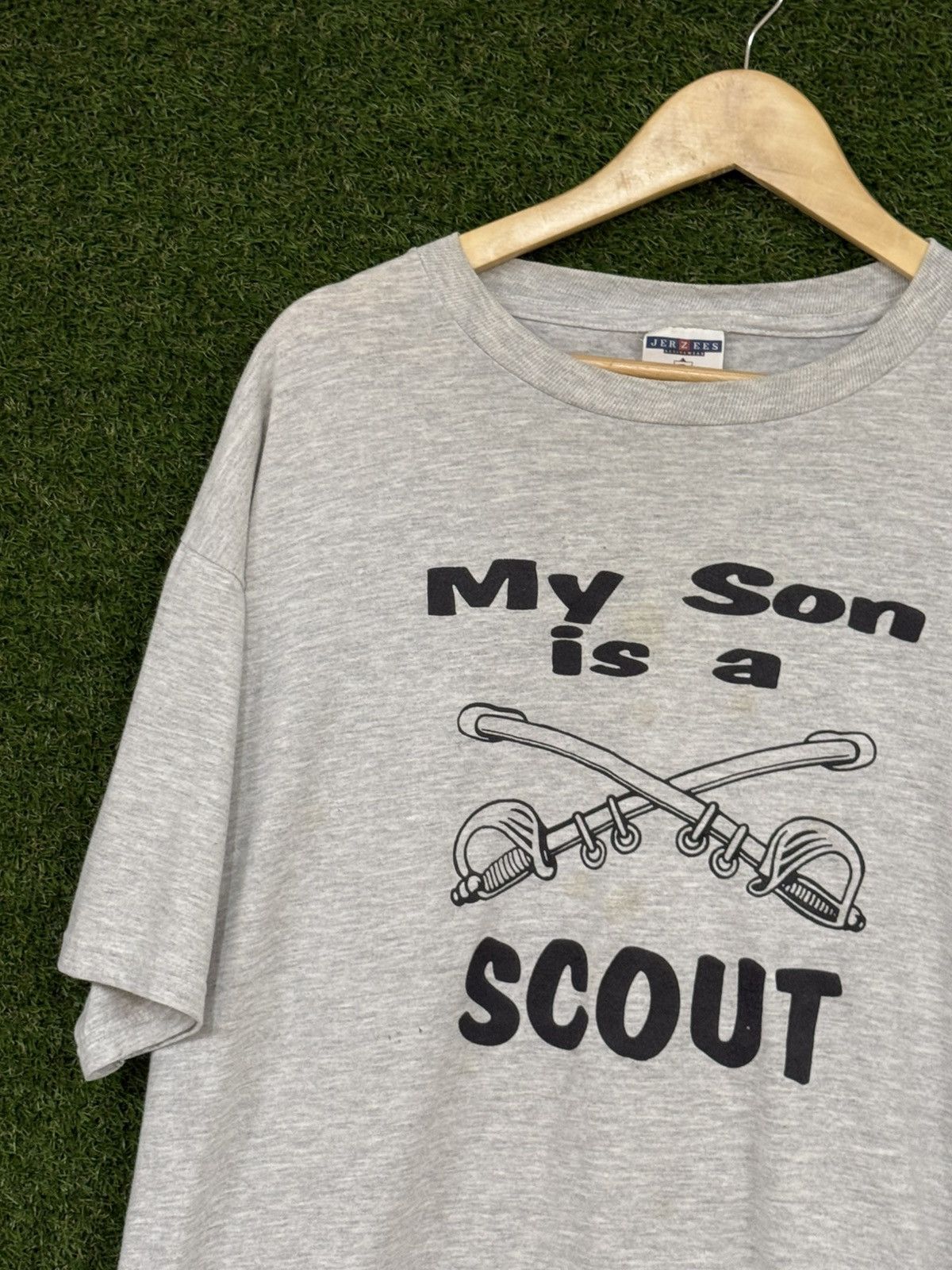 Vintage Vintage Grey Jerzees Scout Son Calvary Sword Tee 2XL XXL Size US XXL / EU 58 / 5 - 2 Thumbnail