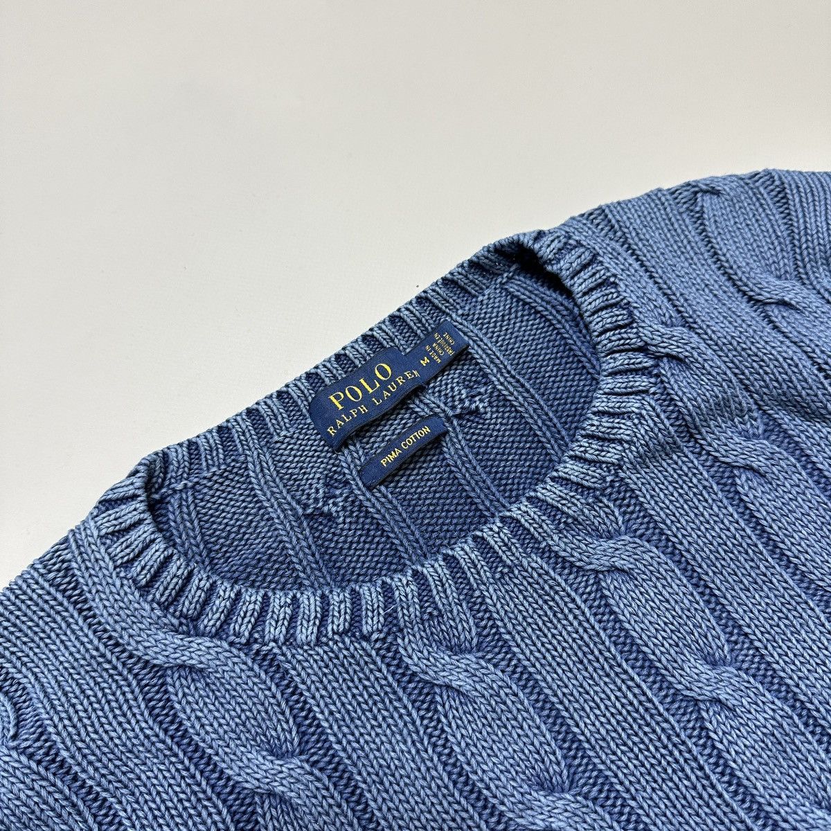 Polo Ralph Lauren Sky blue Pima cotton Cable Sweater Knitwear Ralph Lauren Size M / US 6-8 / IT 42-44 - 4 Thumbnail