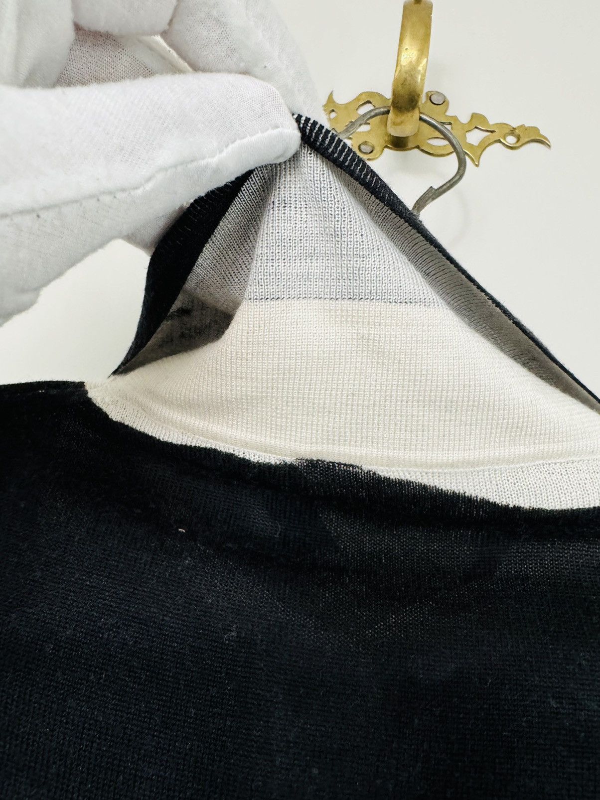 Prada Prada Black knit Polo w/white contrast overydye paint effect Size US M / EU 48-50 / 2 - 4 Thumbnail