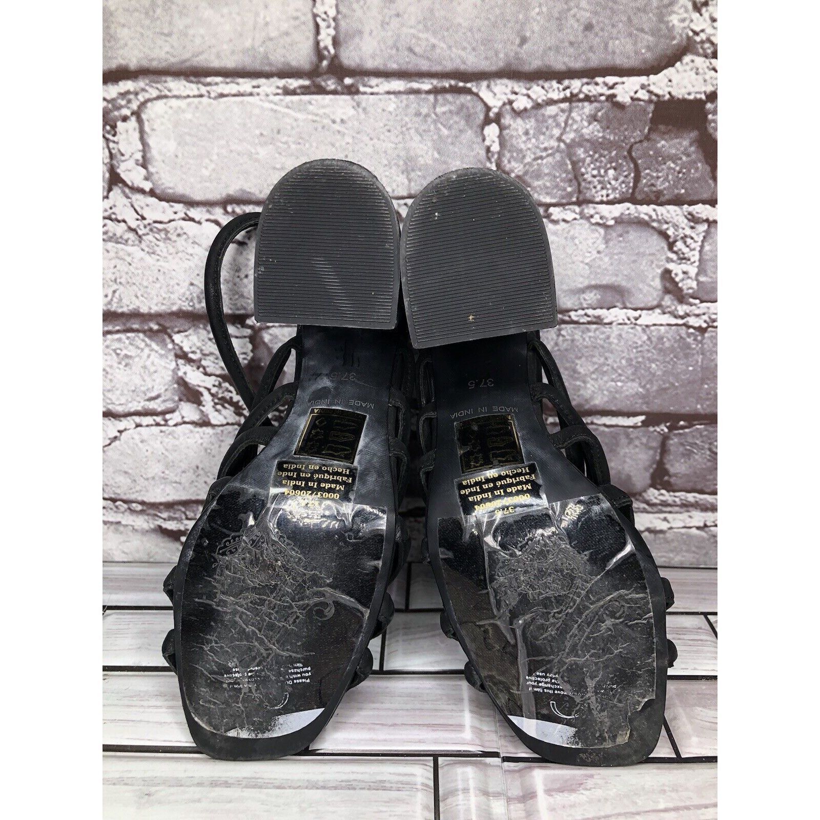 Free People Free People Black Leather Cuban Heel Cage Strappy Sandals Wo Size US 7 / IT 37 - 7 Thumbnail