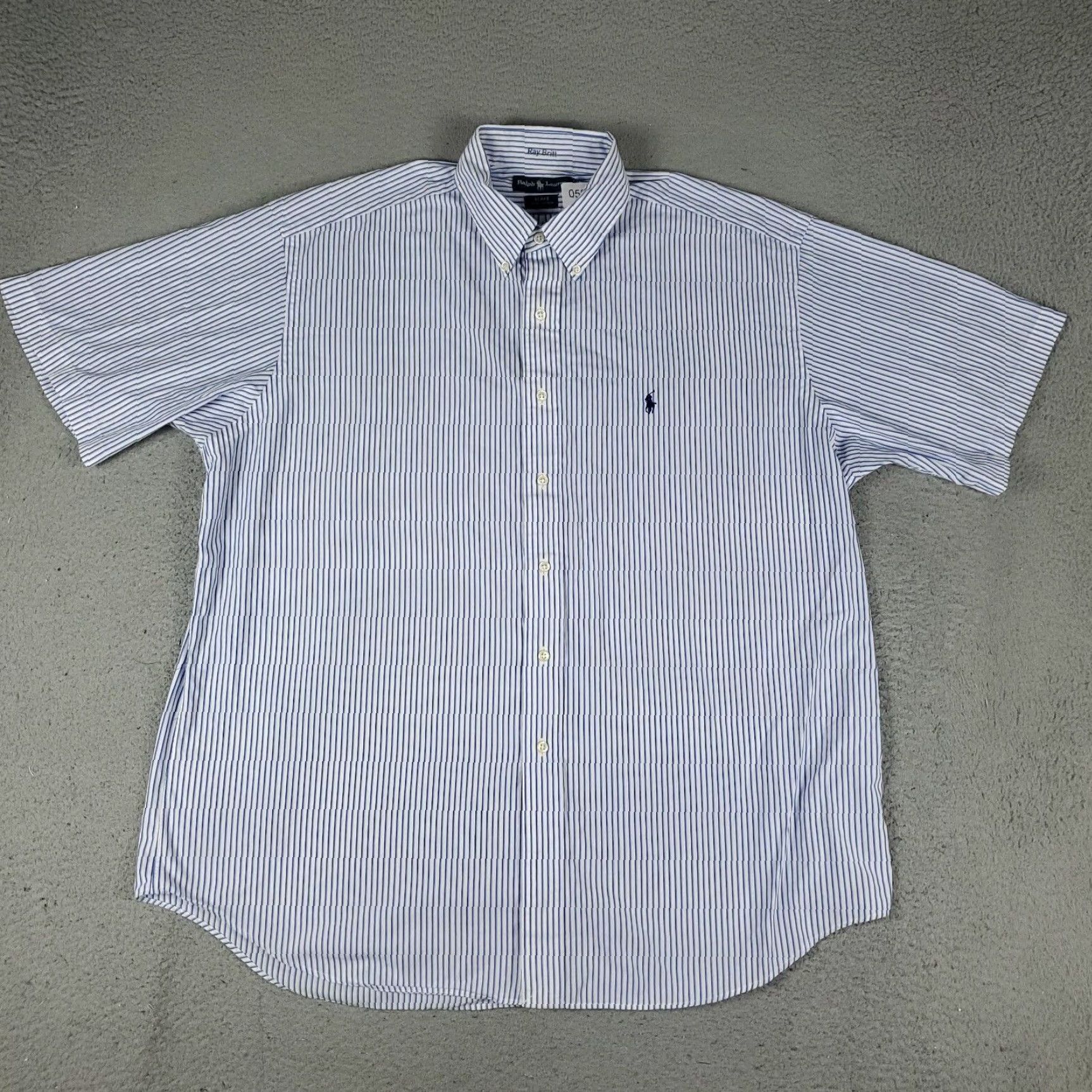 Ralph Lauren Ralph Lauren Button-Up Shirt Mens XL Blue Striped Casual Short Sleeve Size US XL / EU 56 / 4 - 2 Thumbnail