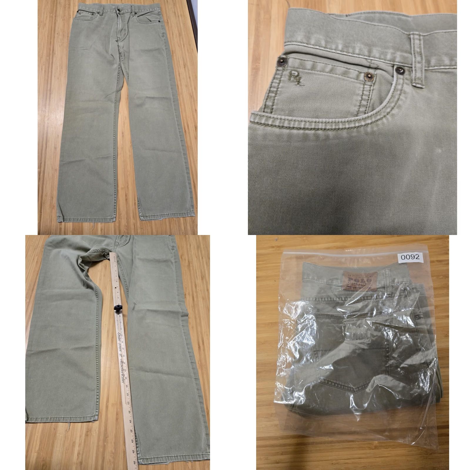 Polo Ralph Lauren Polo Ralph Lauren Jeans Mens 35x32 Sage Green Five Pocket Straight Leg Denim RL Size US S / EU 44-46 / 1 - 8 Thumbnail