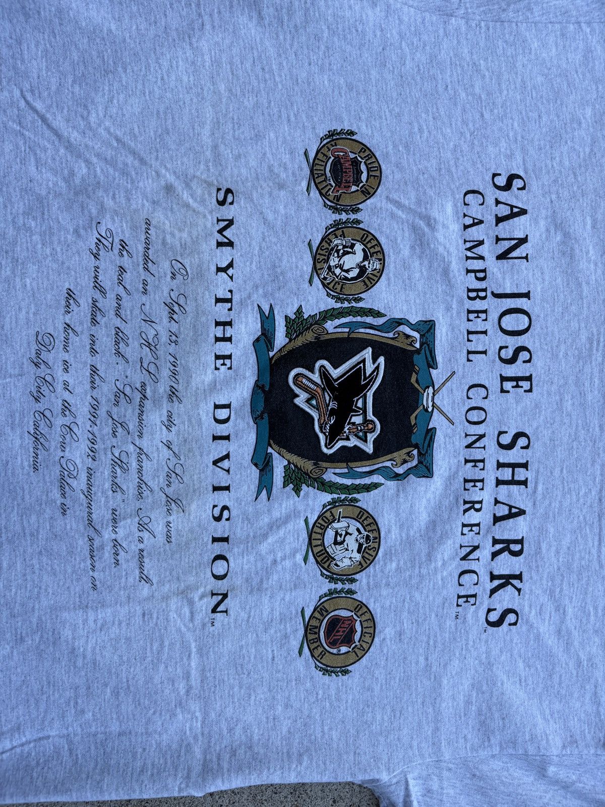 NHL Vintage 1991 Nutmeg NHL San Jose Sharks Grey T-Shirt Size XL Size US XL / EU 56 / 4 - 4 Thumbnail