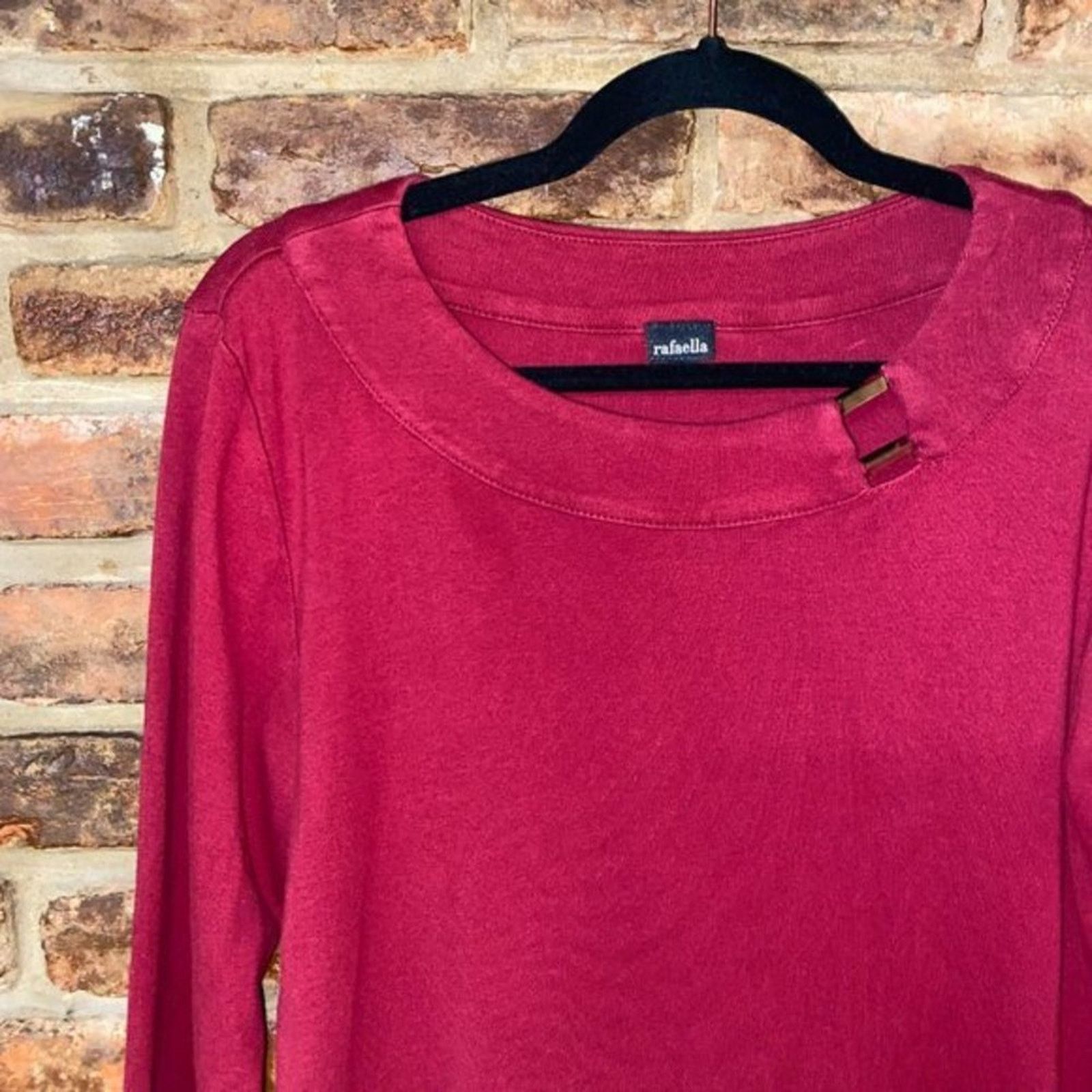 Other Rafaella Burgundy Red 3/4 Sleeve Blouse Women's Size Large Size L / US 10 / IT 46 - 2 Thumbnail