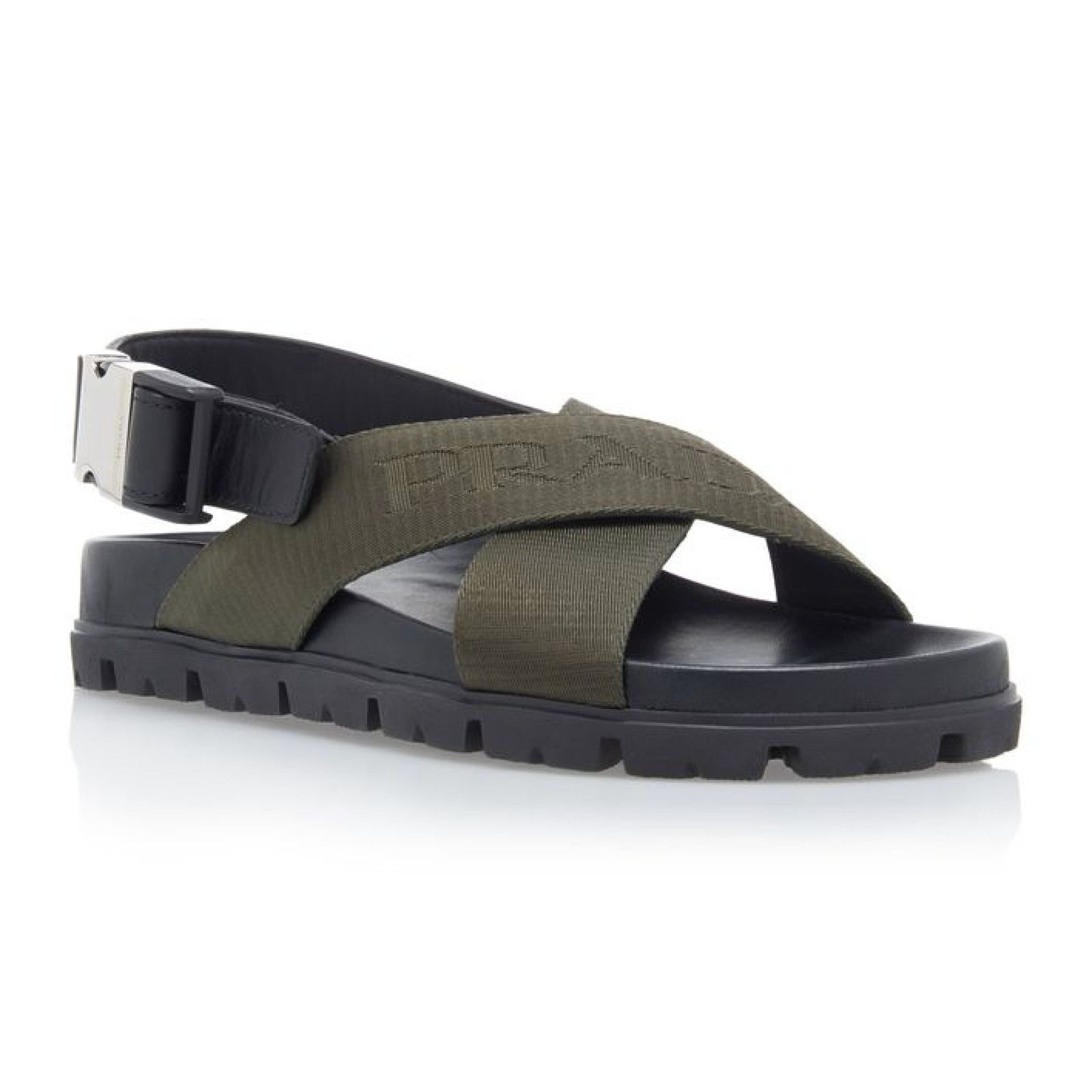 Prada Prada Montana Nastro Criss Cross Strap Buckle Green Black Size US 5.5 / IT 35.5 - 3 Thumbnail