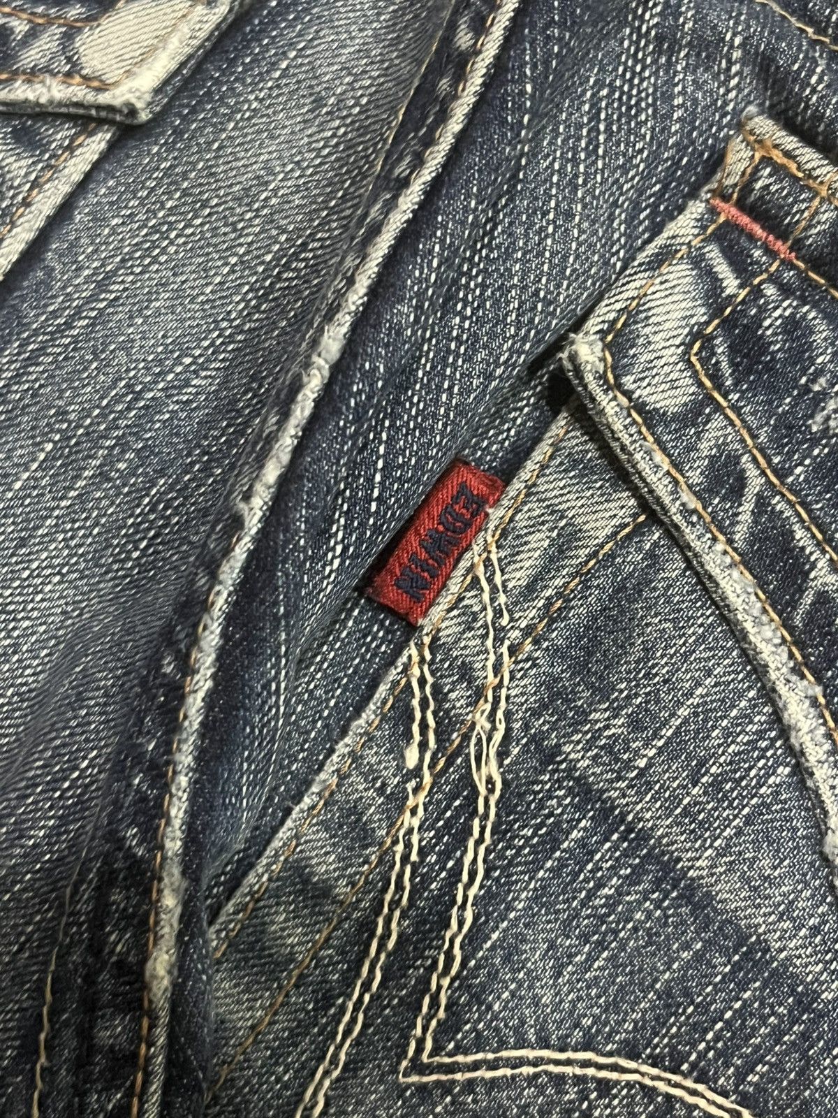 Tornado Mart ⚡️Flare⚡️Vintage Edwin Blue Trip Whiskering Blue Washed Jeans Size US 30 / EU 46 - 9 Thumbnail