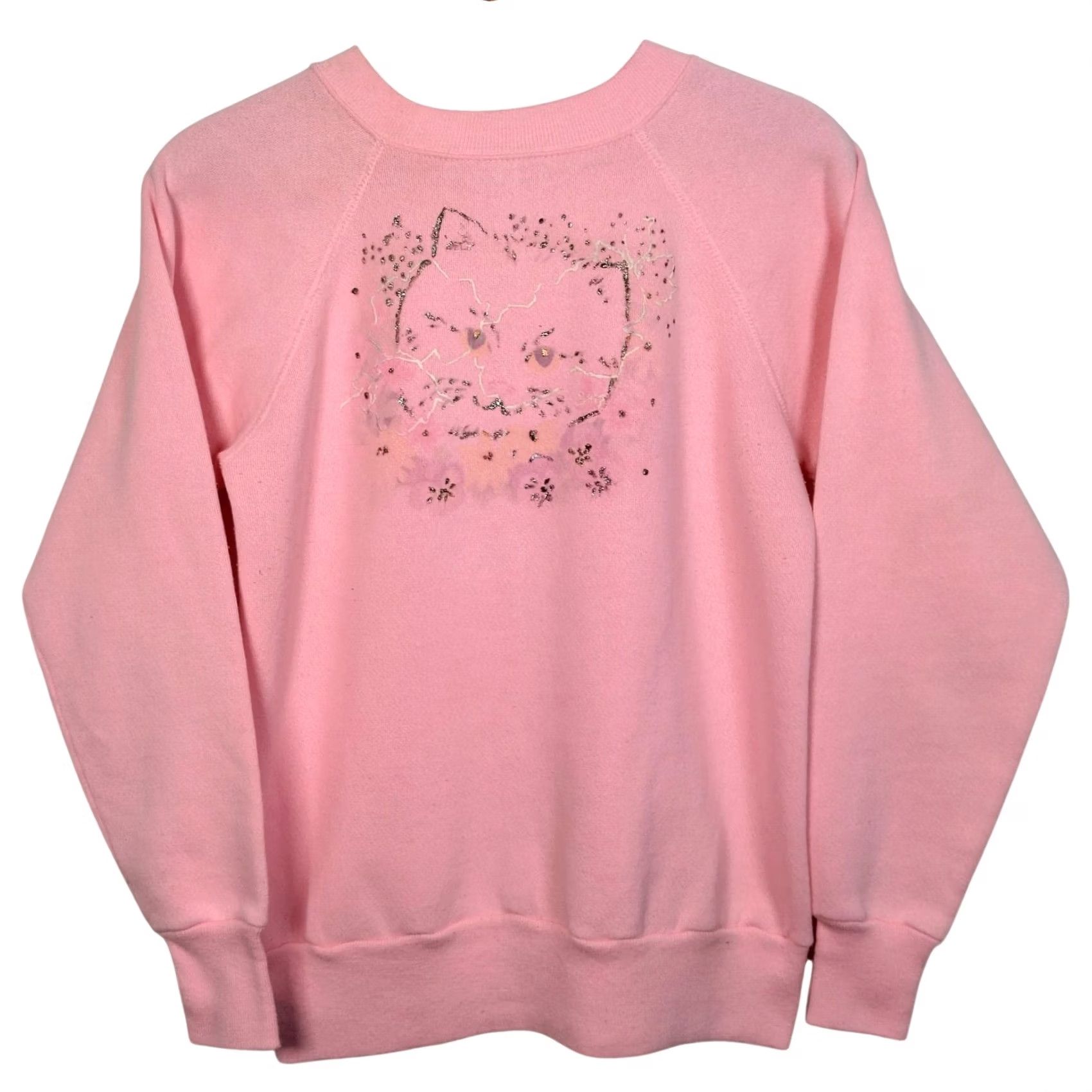 Vintage VINTAGE Cat Sweatshirt Women Small Pannill Crewneck Metallic Puffy Paint READ Size S / US 4 / IT 40 - 3 Thumbnail