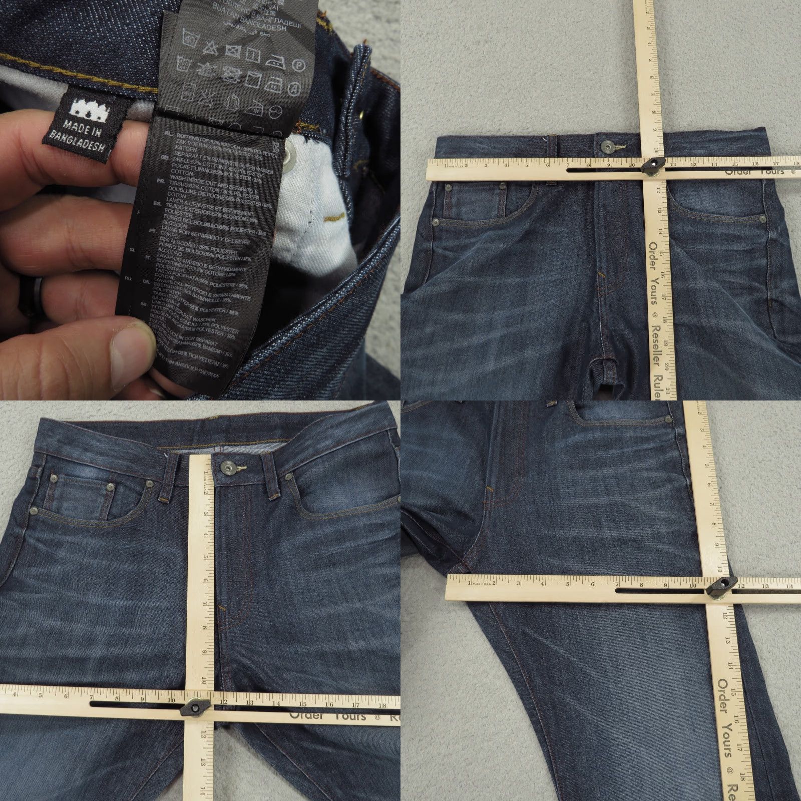 Vintage G-Star RAW 3301 Slim Straight Jeans Mens 32x32 Blue Denim Distressed Faded Logo Patch 5-Pocket Zip Fly Cotton Polyester Elastane Vintage No Size US 32 / EU 48 - 8 Thumbnail