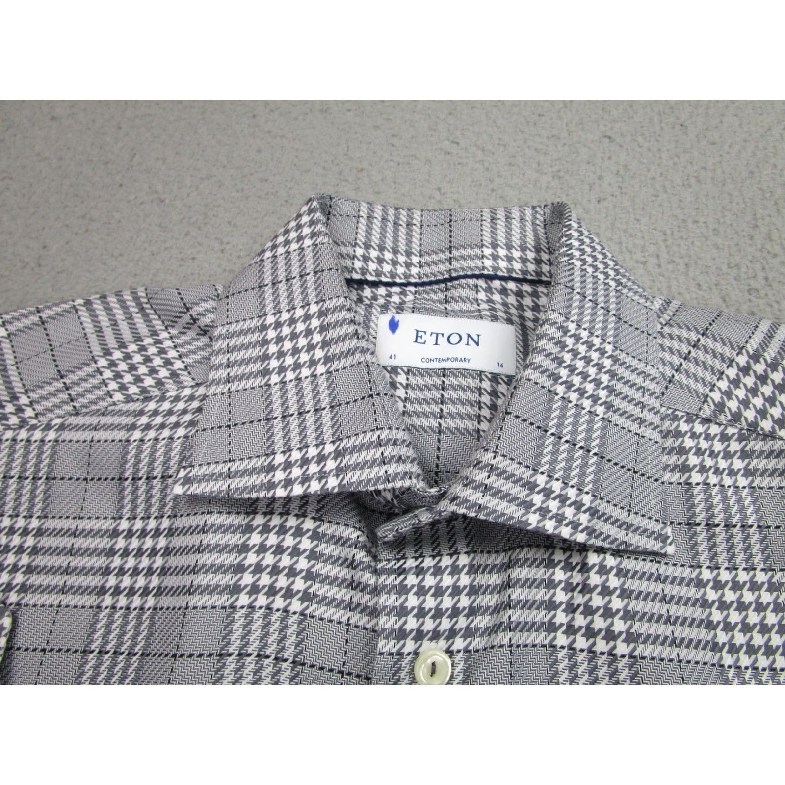 Eton Eton Gray White Plaid Dress Shirt Mens Large 16 Long Sleeve Contemporary Size 42R - 4 Thumbnail