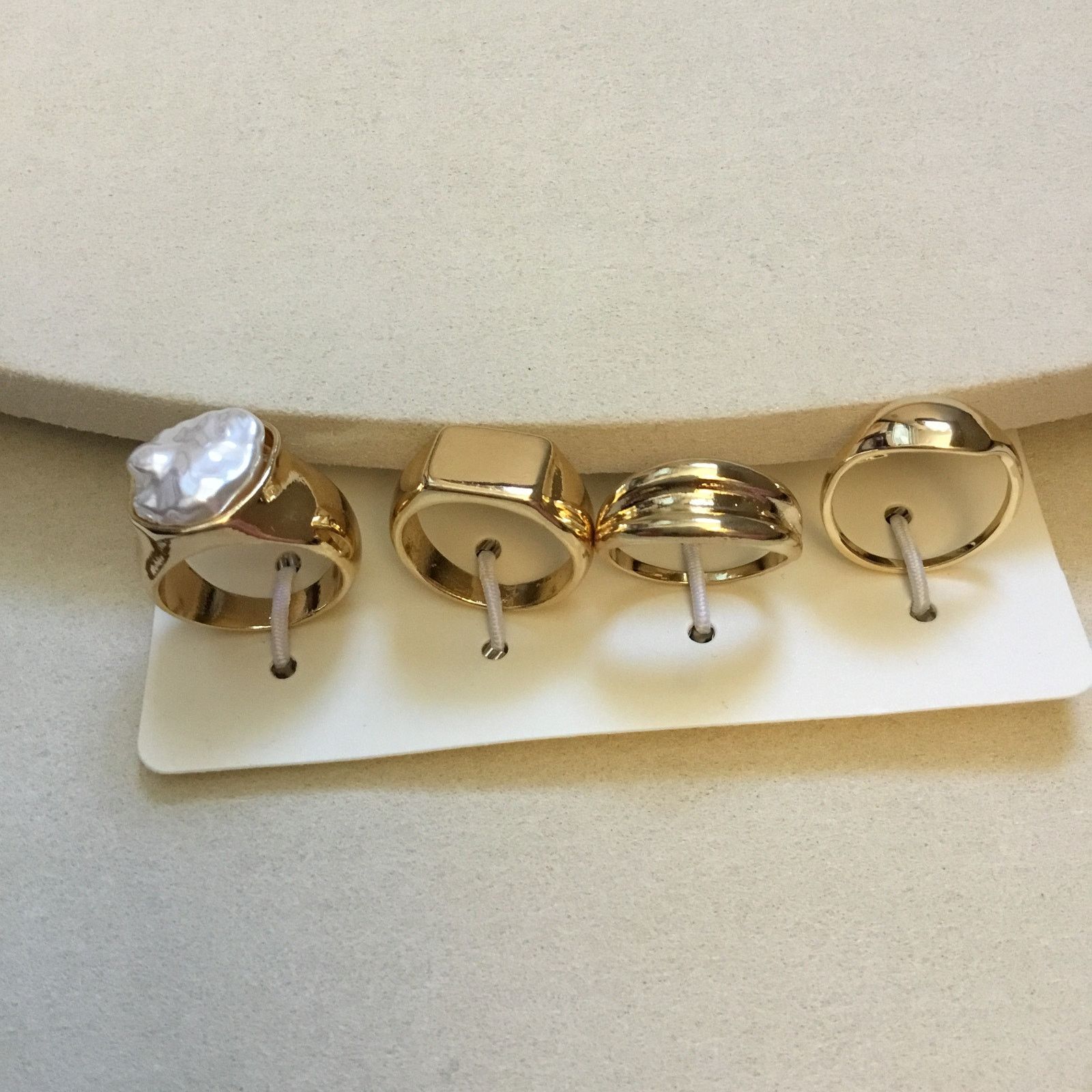 Other Gold Metallic Pearl Ring Set - Set of 4 Size ONE SIZE - 7 Thumbnail