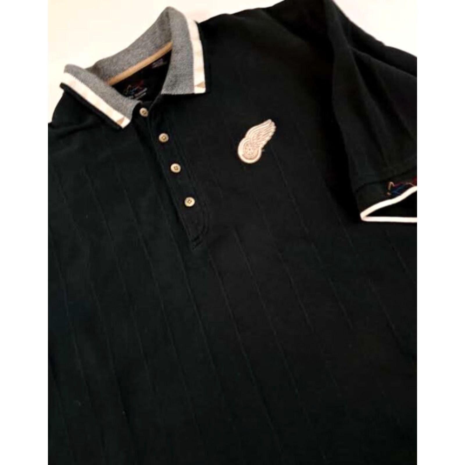 Red Wing VINTAGE Greg Norman Polo Shirt - Knit Ribbed Button-Up Golf Mens XL Black Short Sleeve Detroit Red Wing Logo Size US XL / EU 56 / 4 - 3 Thumbnail