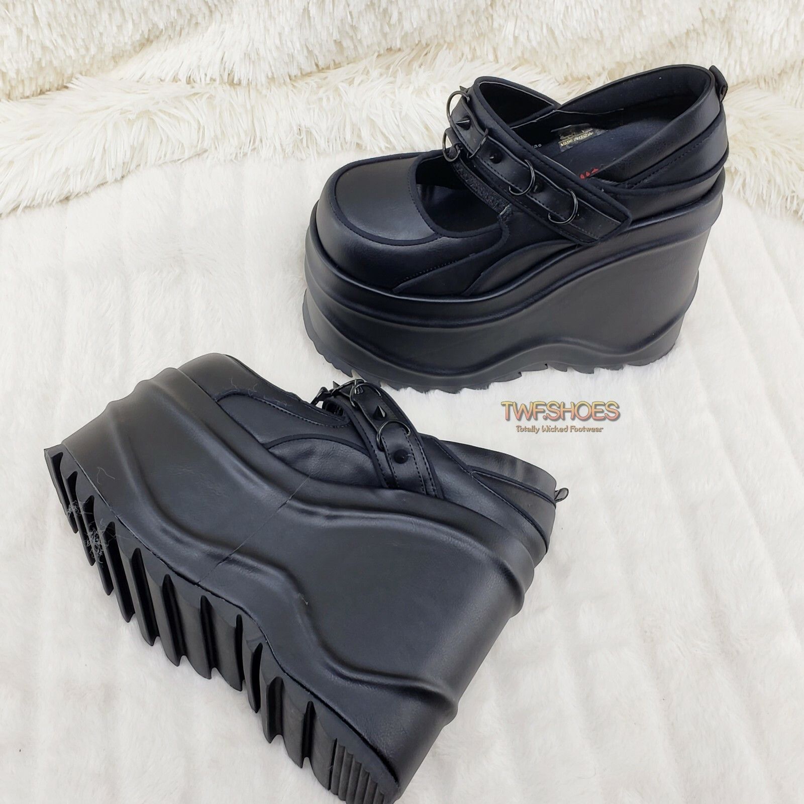 Demonia Cult DEMONIA Wave 48- 6" Platform Black Matte Goth Punk Mary Jane Size US 11 / IT 41 - 2 Thumbnail