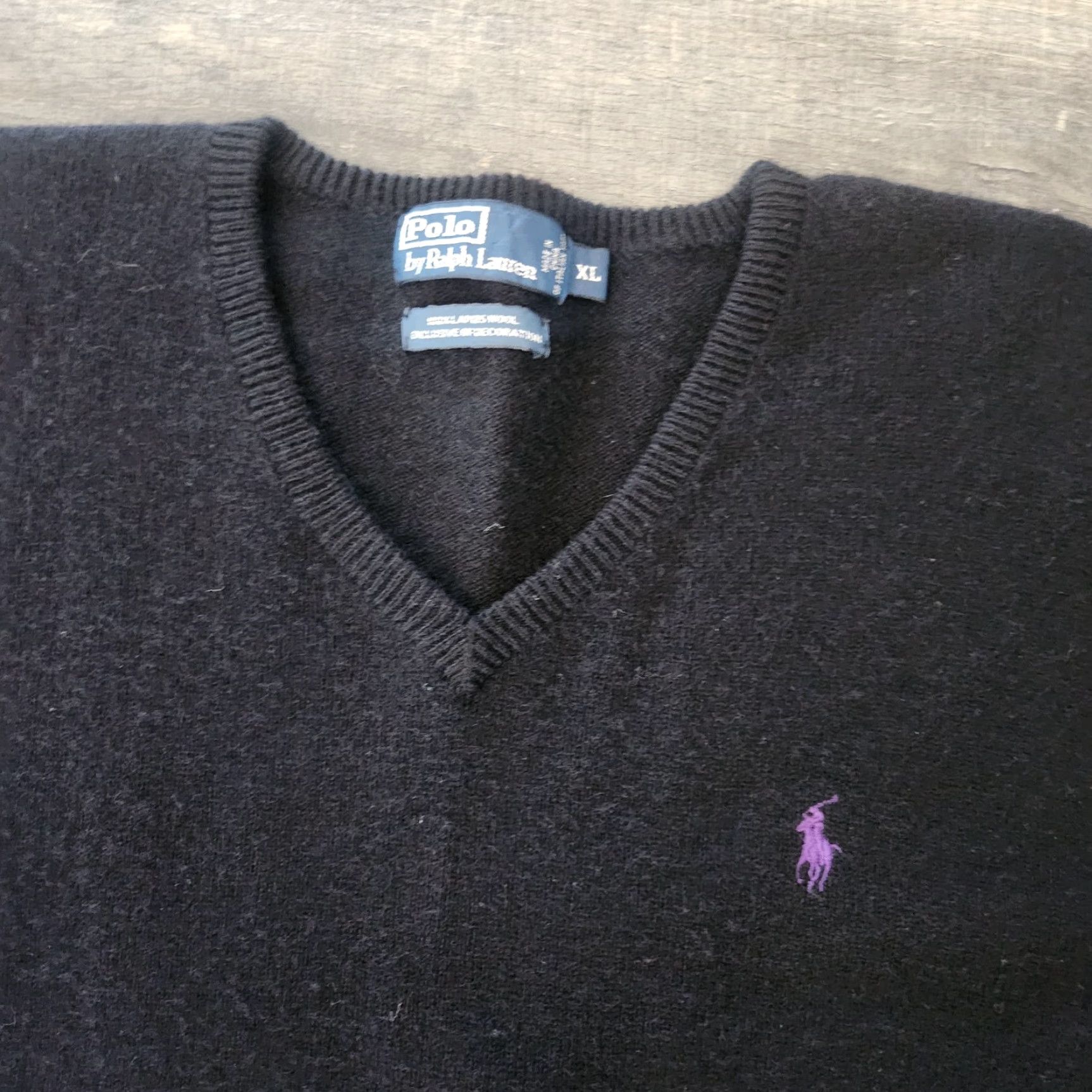 Polo Ralph Lauren Polo Ralph Lauren Sweater Mens XL Black V-Neck Pullover 100% Lambs Wool Knit Logo Embroidered Regular All Seasons Size US XL / EU 56 / 4 - 2 Thumbnail