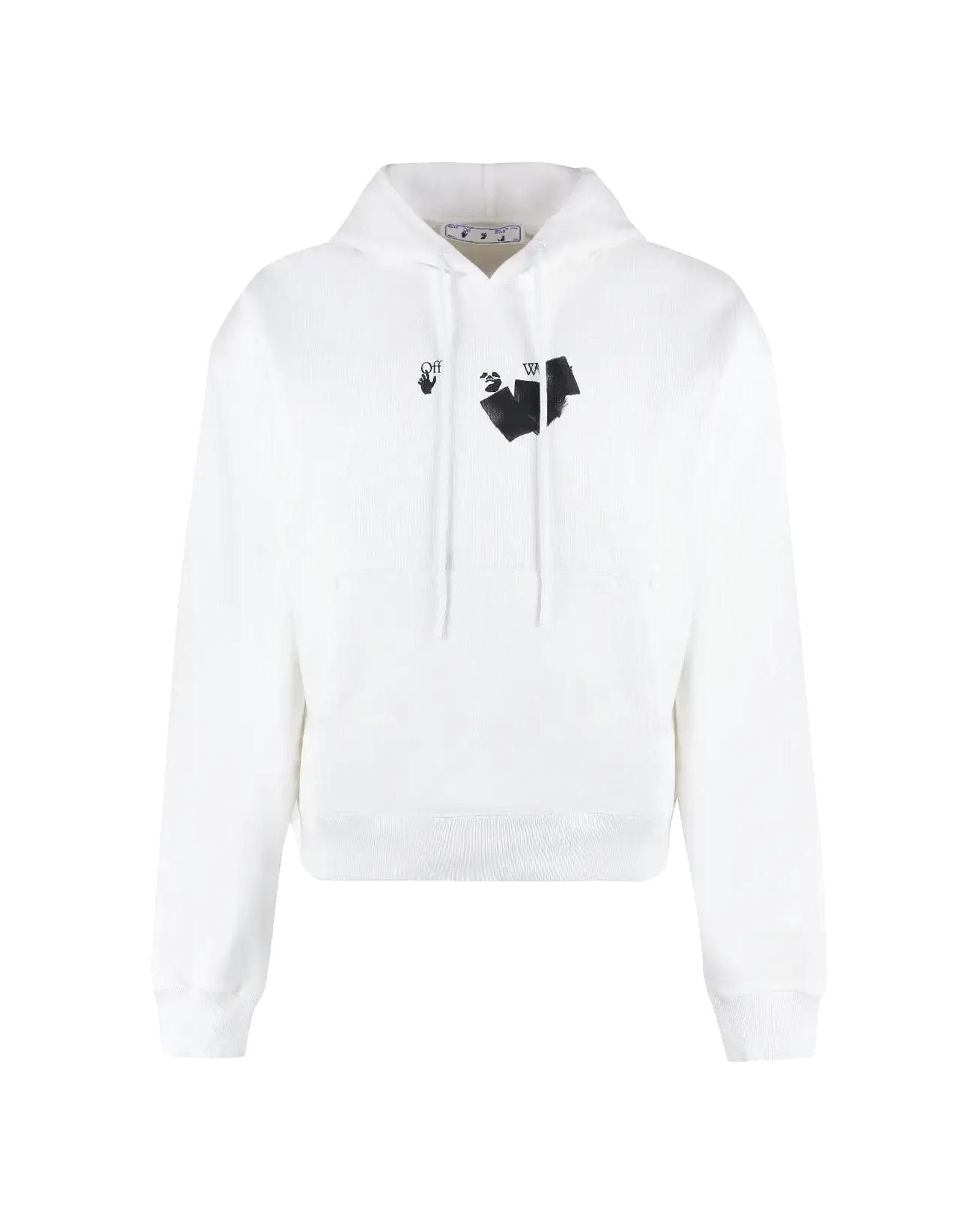 image of Off White Logo Print Hoodie With Arrows Motif in White, Men's (Size Large)