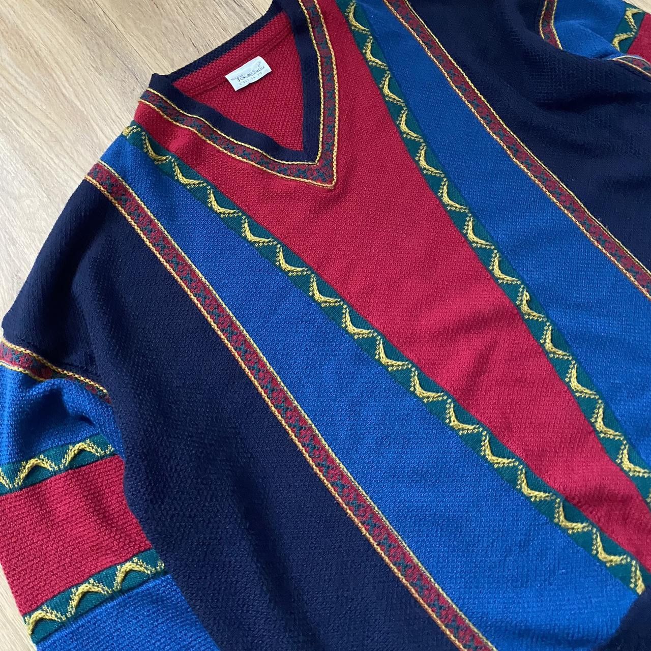 Other Wool Blue and red vintage 90s sweater Size US XXL / EU 58 / 5 - 3 Thumbnail