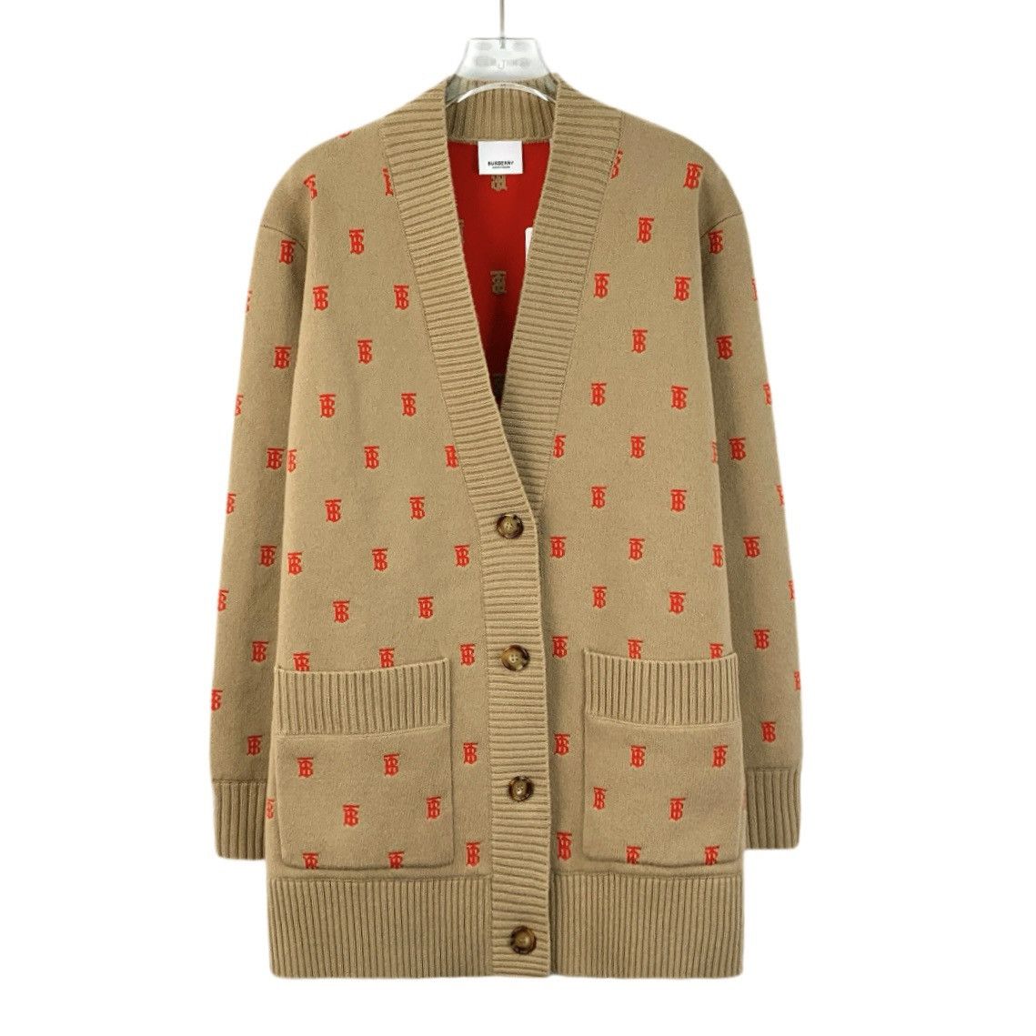 Burberry Brown TB Alphabet All Over Print Wool Cadi Coat