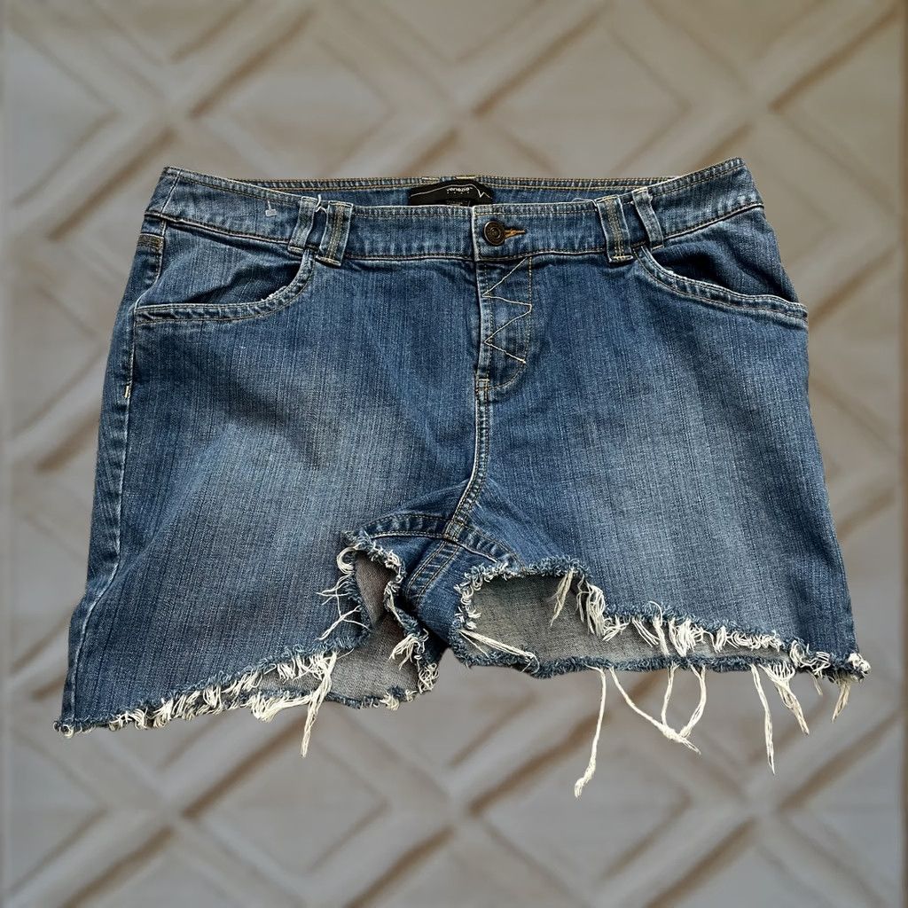 Denime Venezia Womens 4" Denim Cut-Off Shorts Dark Blue 20 Plus Size Casual Size 42" / US 20 - 1 Thumbnail