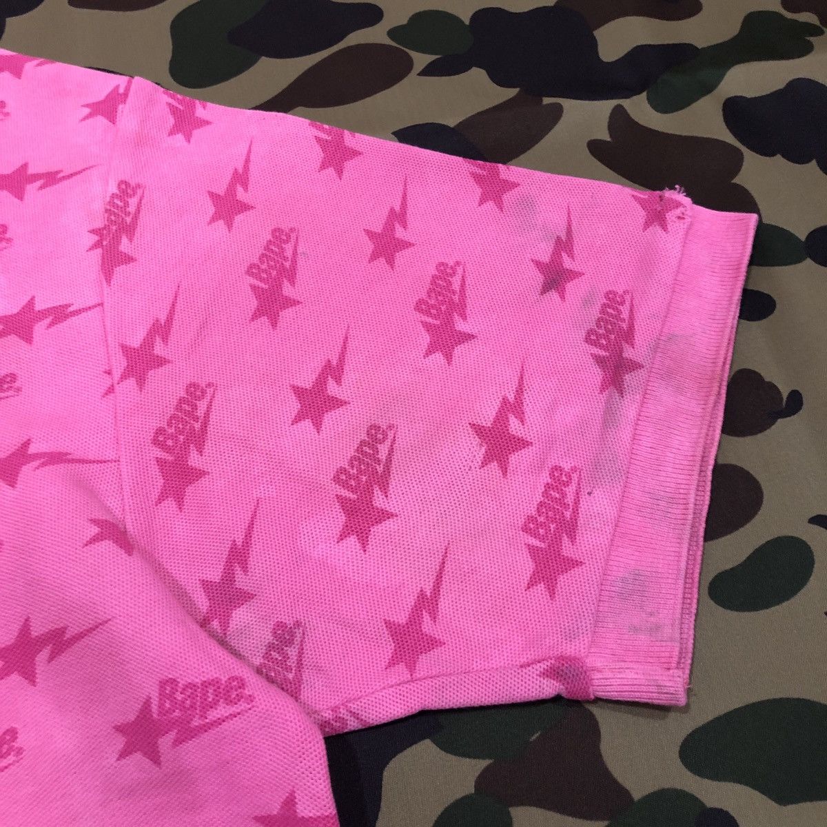 Bape Bape Sta Pattern Polo Shirts Size L Size US L / EU 52-54 / 3 - 4 Thumbnail