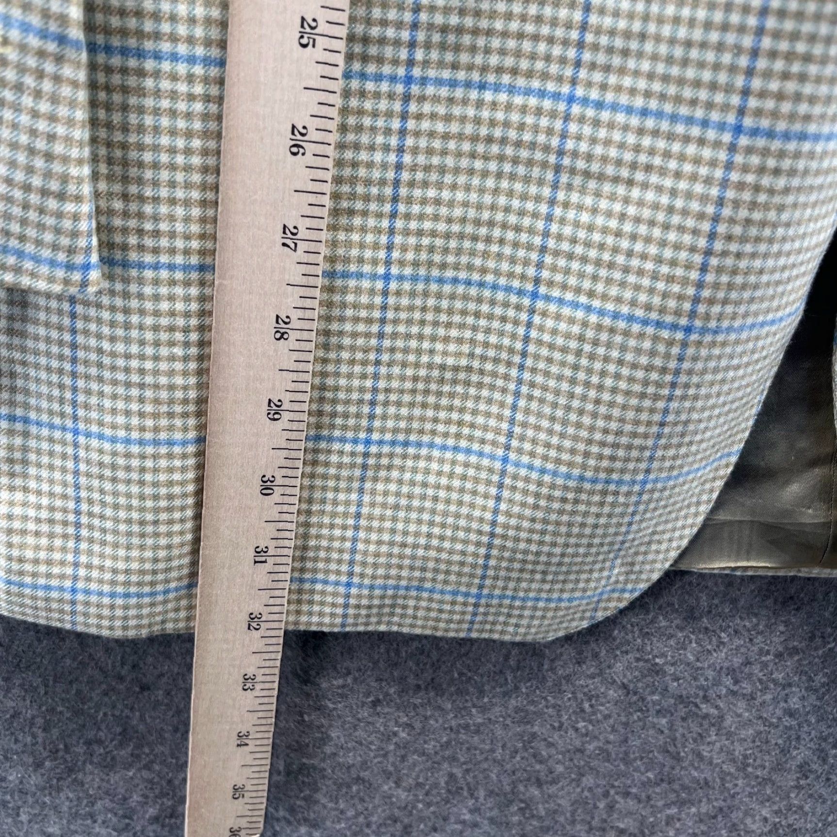 Nordstrom John W. Nordstrom Sport Coat Mens 42R Beige Blue Plaid Silk Cashmere Jacket Size US XS / EU 42 / 0 - 5 Thumbnail