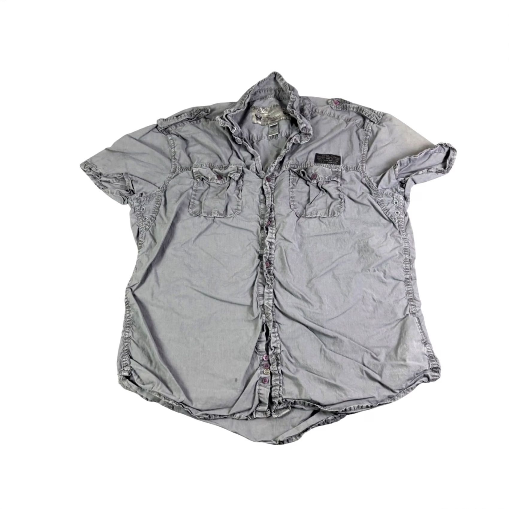 Diesel Diesel Only The Brave Mens XXL Grey Military Short Sleeve Button Up Shirt Y2K Size US XXL / EU 58 / 5 - 2 Thumbnail