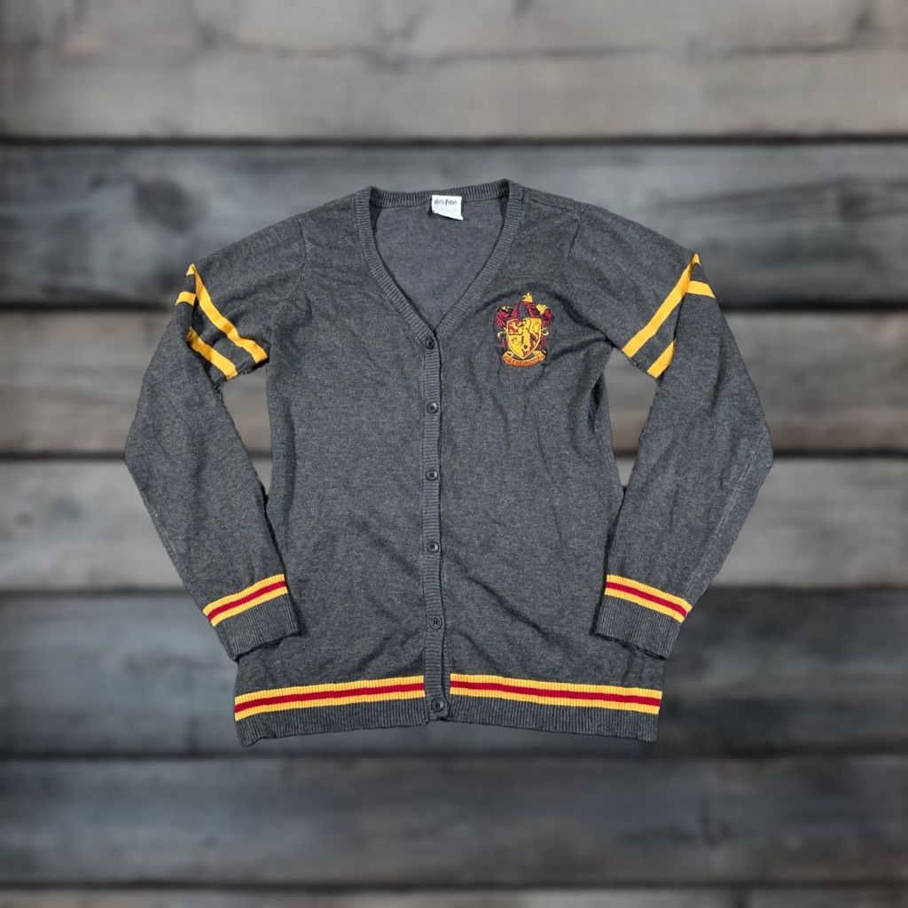 Vintage Harry Potter Gryffindor Varsity Cardigan Women's XL Gray Sweater Crest Patch Size XL / US 12-14 / IT 48-50 - 1 Thumbnail