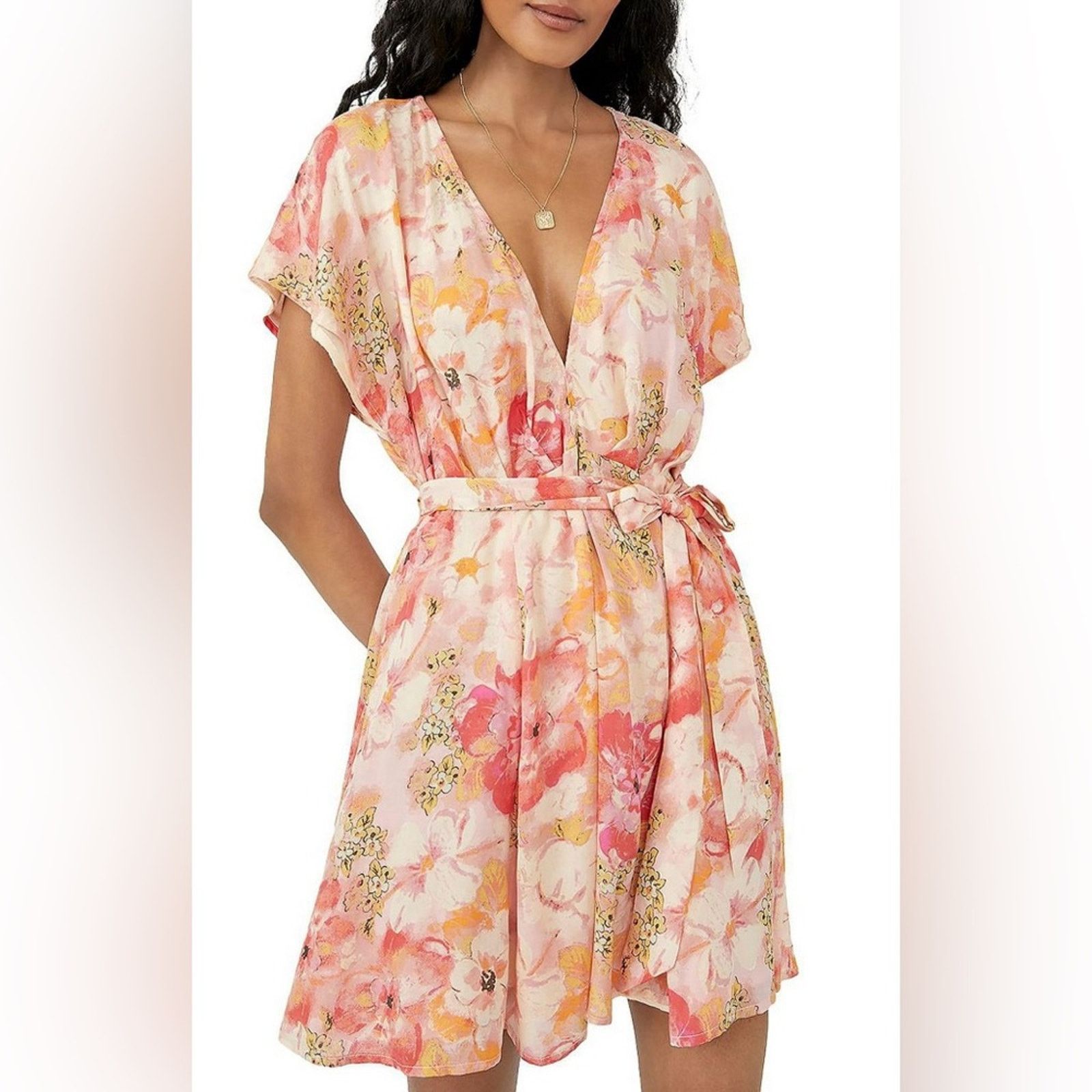 Free People NWT Freddie tie mini dress by Free People Size L / US 10 / IT 46 - 1 Thumbnail