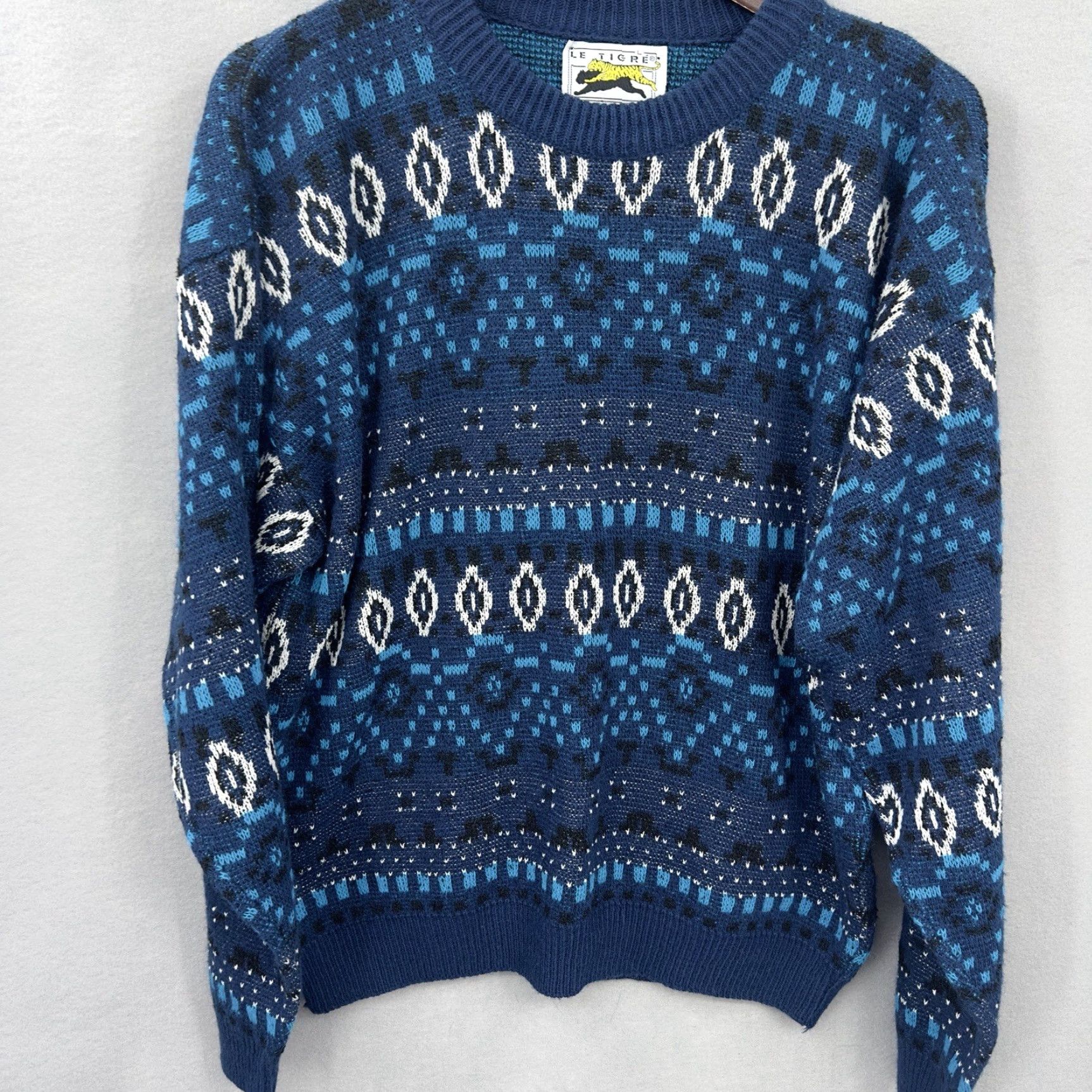 Vintage VINTAGE Le Tigre Sweater Mens L Blue Geometric 80s 90s Grunge Hip Hop Streetwear Vintage Pullover Crew Neck Classic Knit Shirt Mens Size US L / EU 52-54 / 3 - 4 Thumbnail