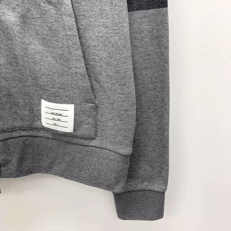Thom Browne Thom browne Gray classic four-bar cotton hooded drawstring Size US XL / EU 56 / 4 - 4 Thumbnail
