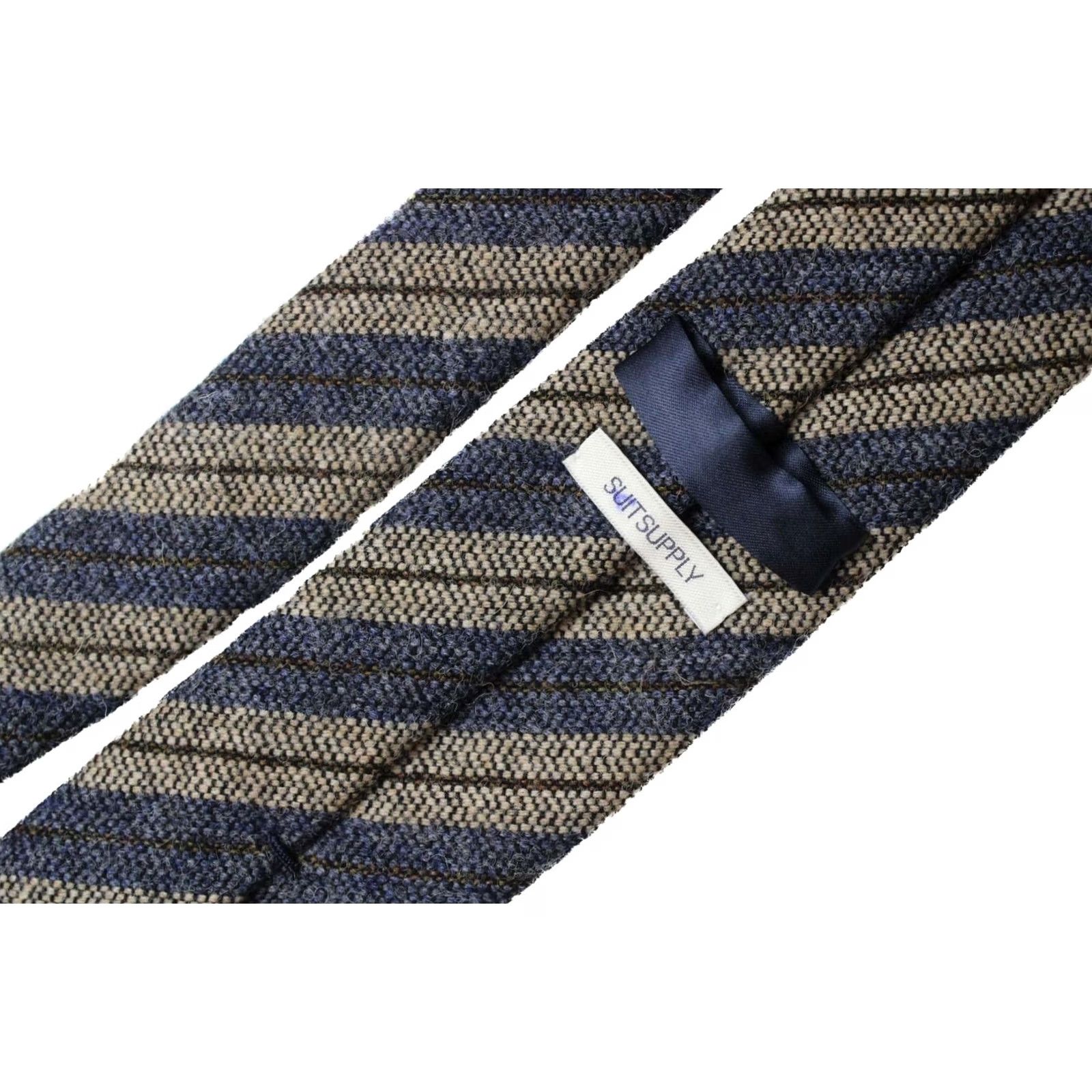 Suitsupply Suitsupply Tie Men’s 152 X 7 CM Wool Pointed Striped Formal Classic Tie Blue Mens Size ONE SIZE - 5 Thumbnail