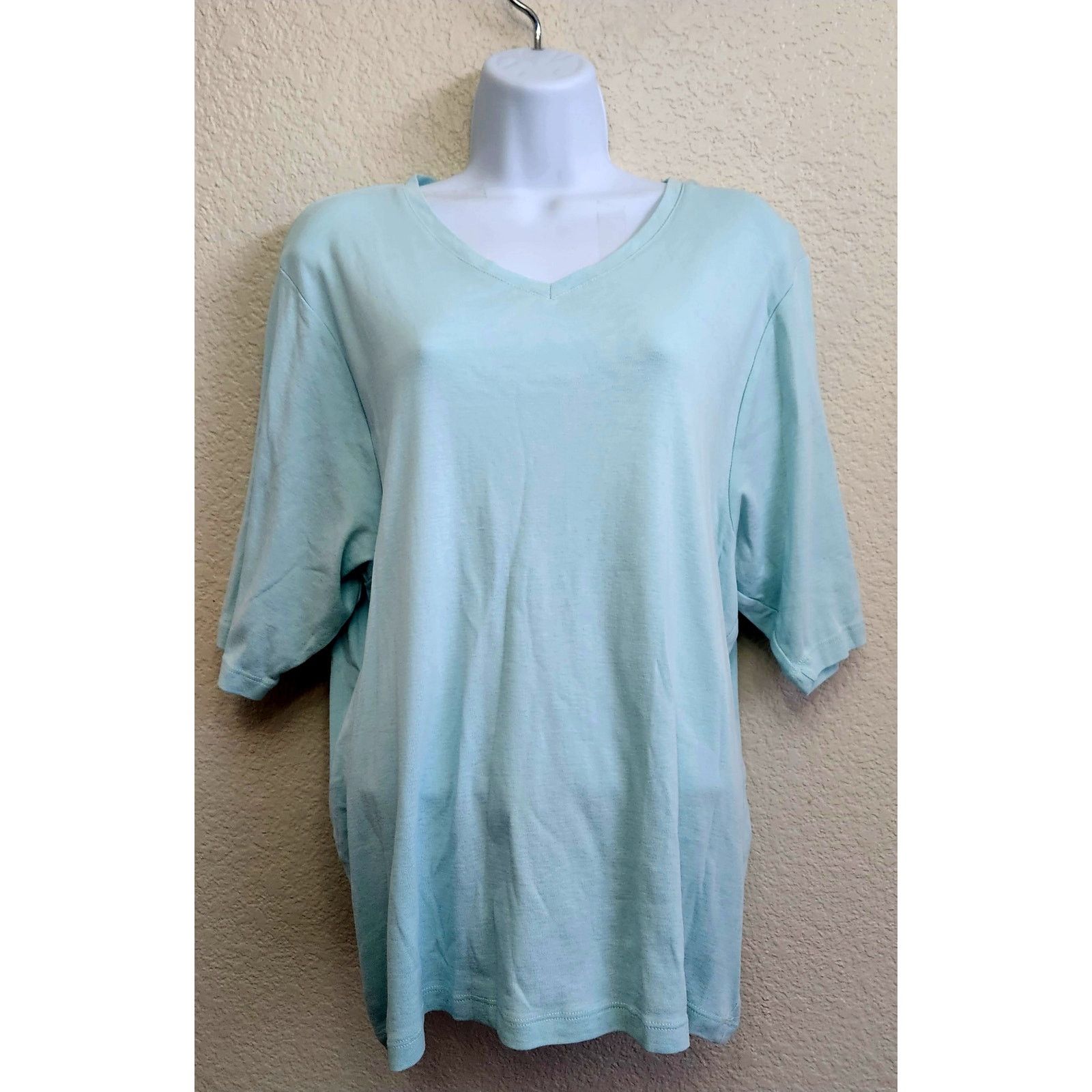 Cotton Traders Cotton Traders Light Blue V Neck Top 24UK 2X Plus Size XXL / US 16-18 / IT 52-54 - 1 Thumbnail