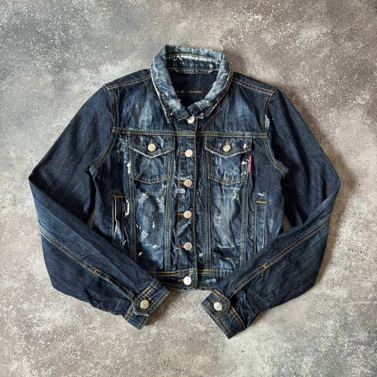 Dsquared2 DSQUARED2 Distressed/Washed Denim Cropped Jacket Size S / US 4 / IT 40 - 2 Thumbnail