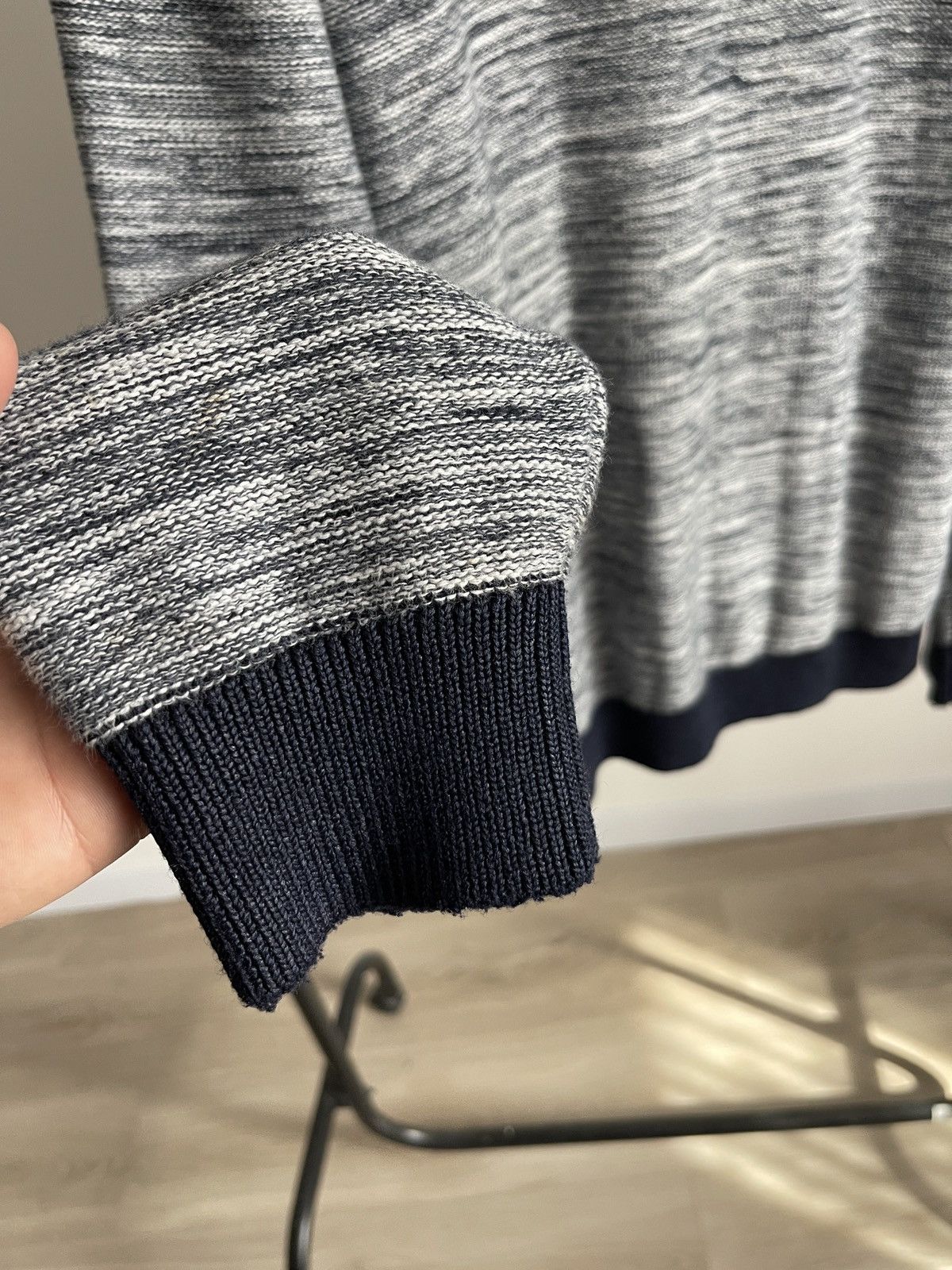Tommy Hilfiger Tommy Hilfiger Cotton Knit Sweater Mens XL Grey Navy Melange Size US XL / EU 56 / 4 - 4 Thumbnail