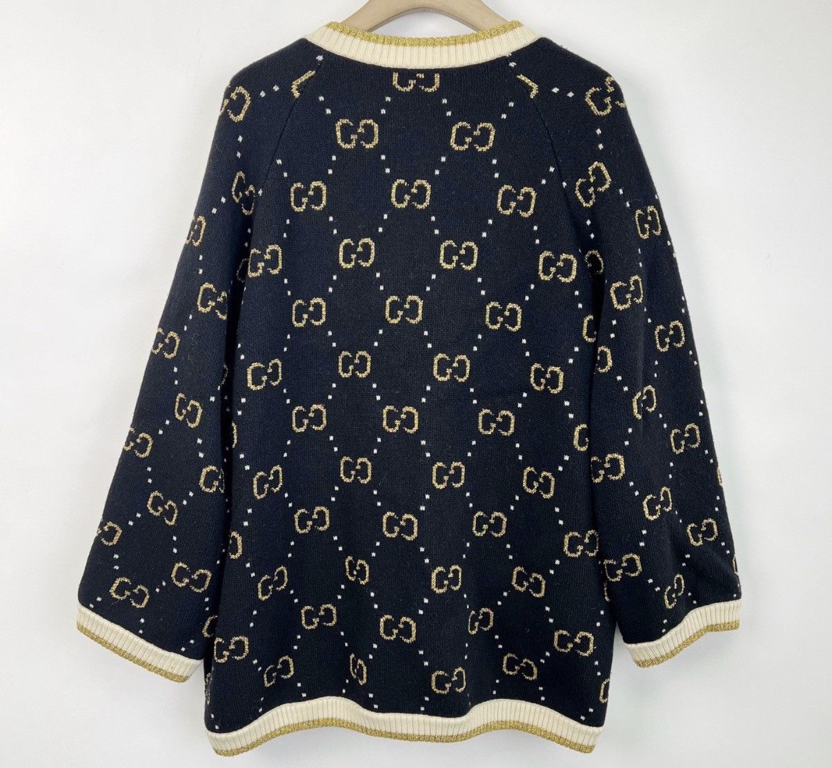 Gucci Gucci Double G Gold Thread All-Over Print Knit Cardigan K12 Size M / US 6-8 / IT 42-44 - 2 Thumbnail