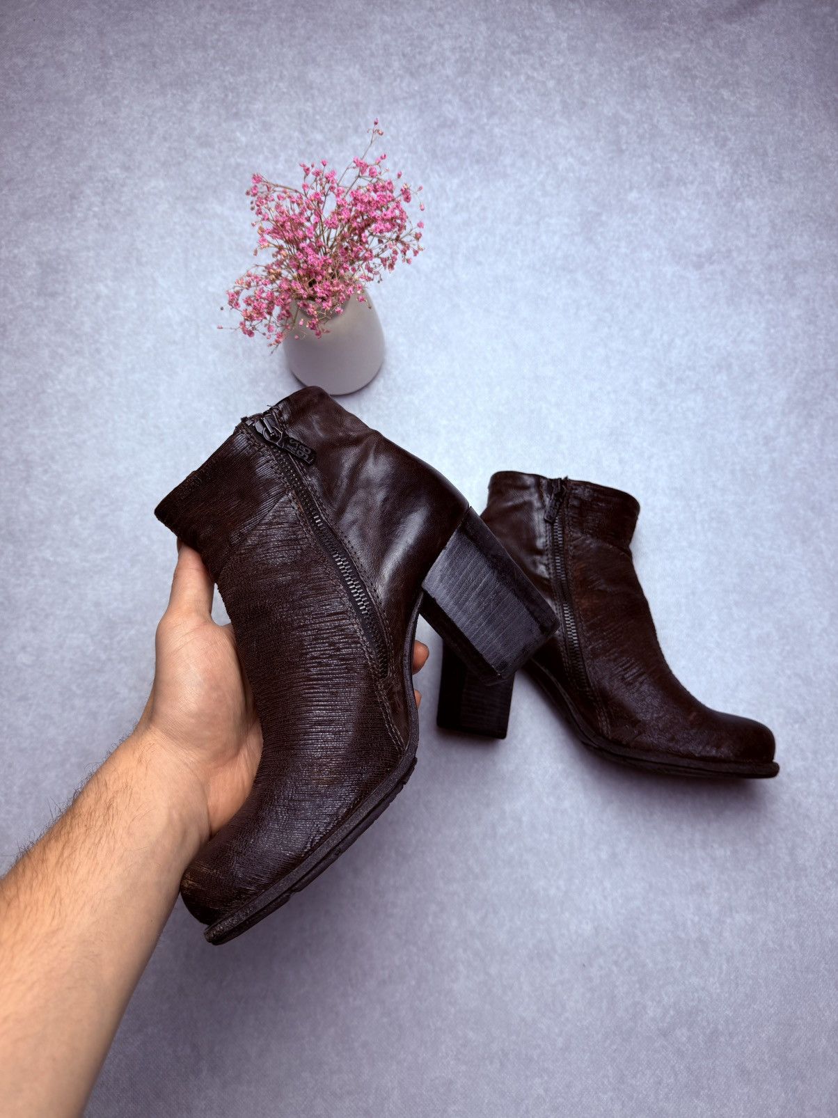 A.S.98 Airstep A.S. 98 leather brown zip boots block heels Size US 9 / IT 39 - 3 Thumbnail