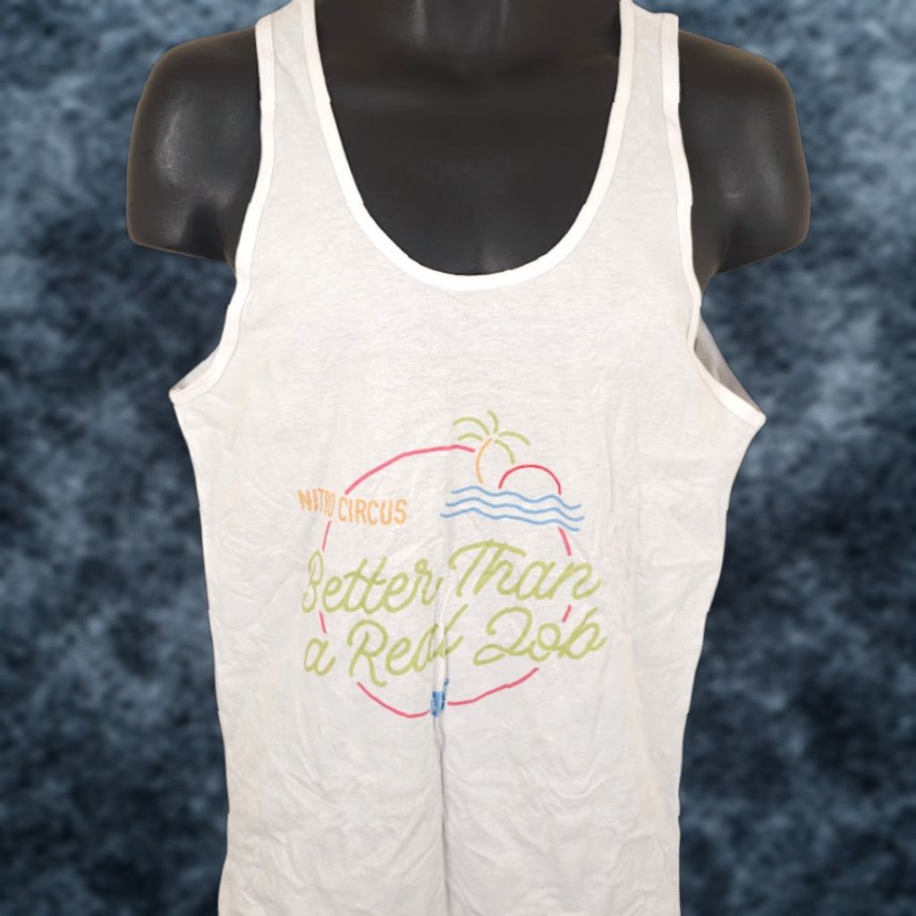 American Apparel Nitro Circus Tank Top Mens Size Medium White Better Than A Real Job Made In USA Shirt Mens Tank White Nitro Circus Motocross Racing 2010s Size US M / EU 48-50 / 2 - 1 Thumbnail